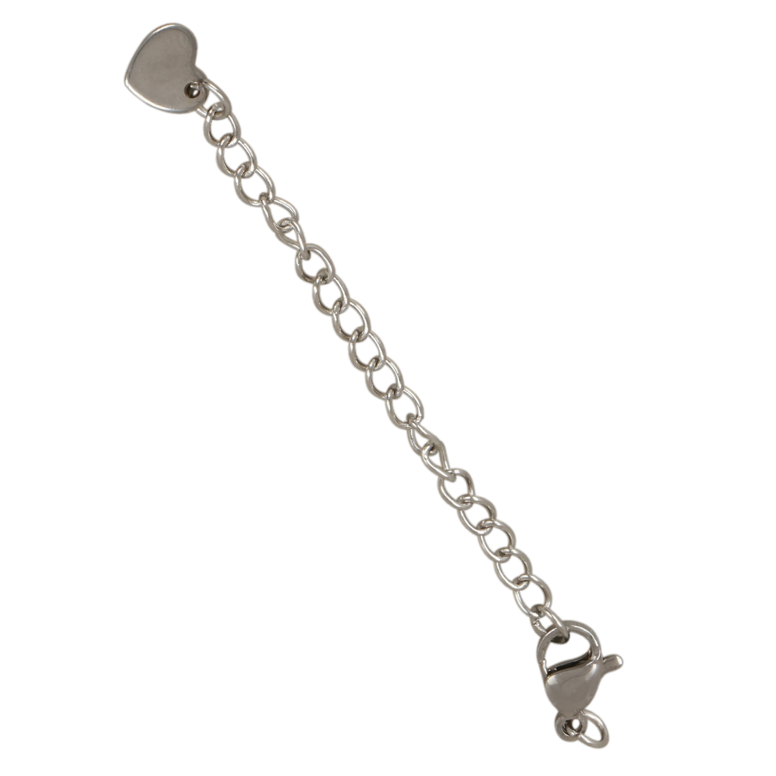 stainless steel trigger clasp 10mm - chain extender 5cm with heart 6,5mm | 4pc