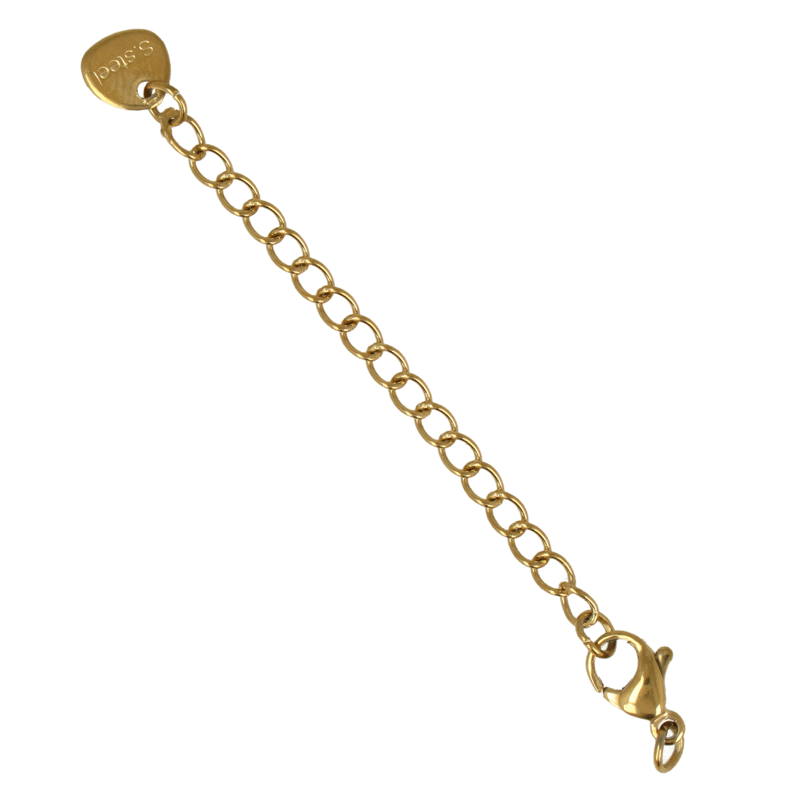 gold plated stainless steel trigger clasp 10mm - chain extender 5cm with tag 6,5mm | 4pc