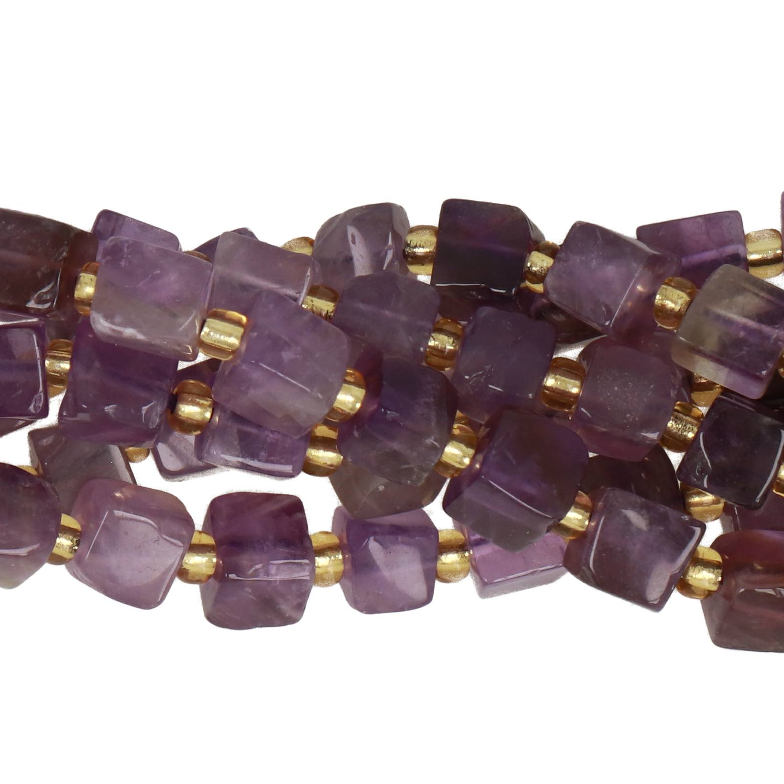 amethyst smooth irregular cube 6-7mm | 15/16-inch strand