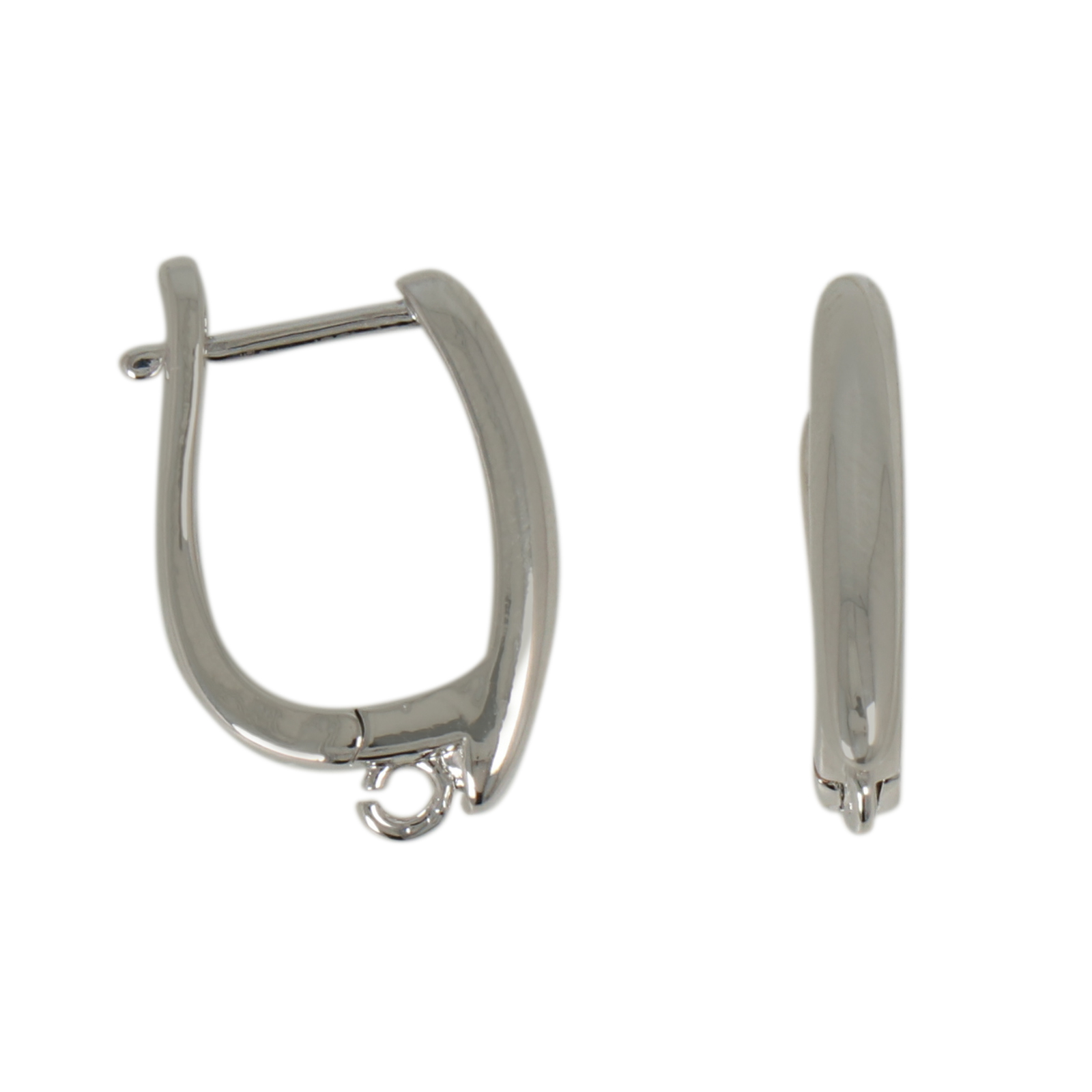 rhodium silver plated leverback post earring 17x2,8mm | 2pc