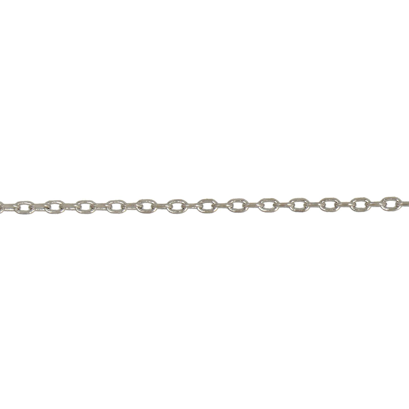 rhodium silver plated flat oval cable chain 2x1,5mm - wire 0,4mm | 1mt