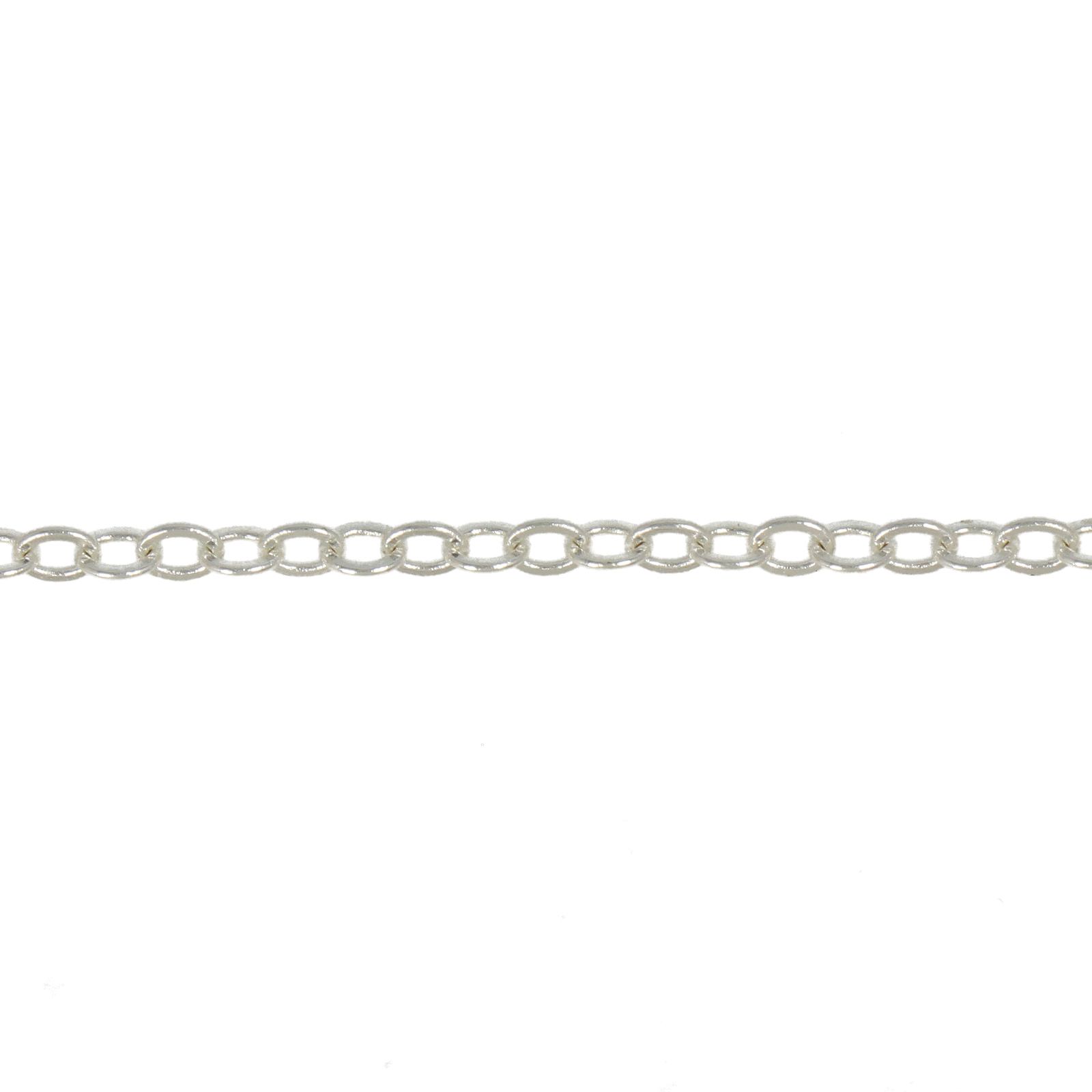 silver plated flat oval cable chain 4x3mm - wire 0,4mm | 1mt