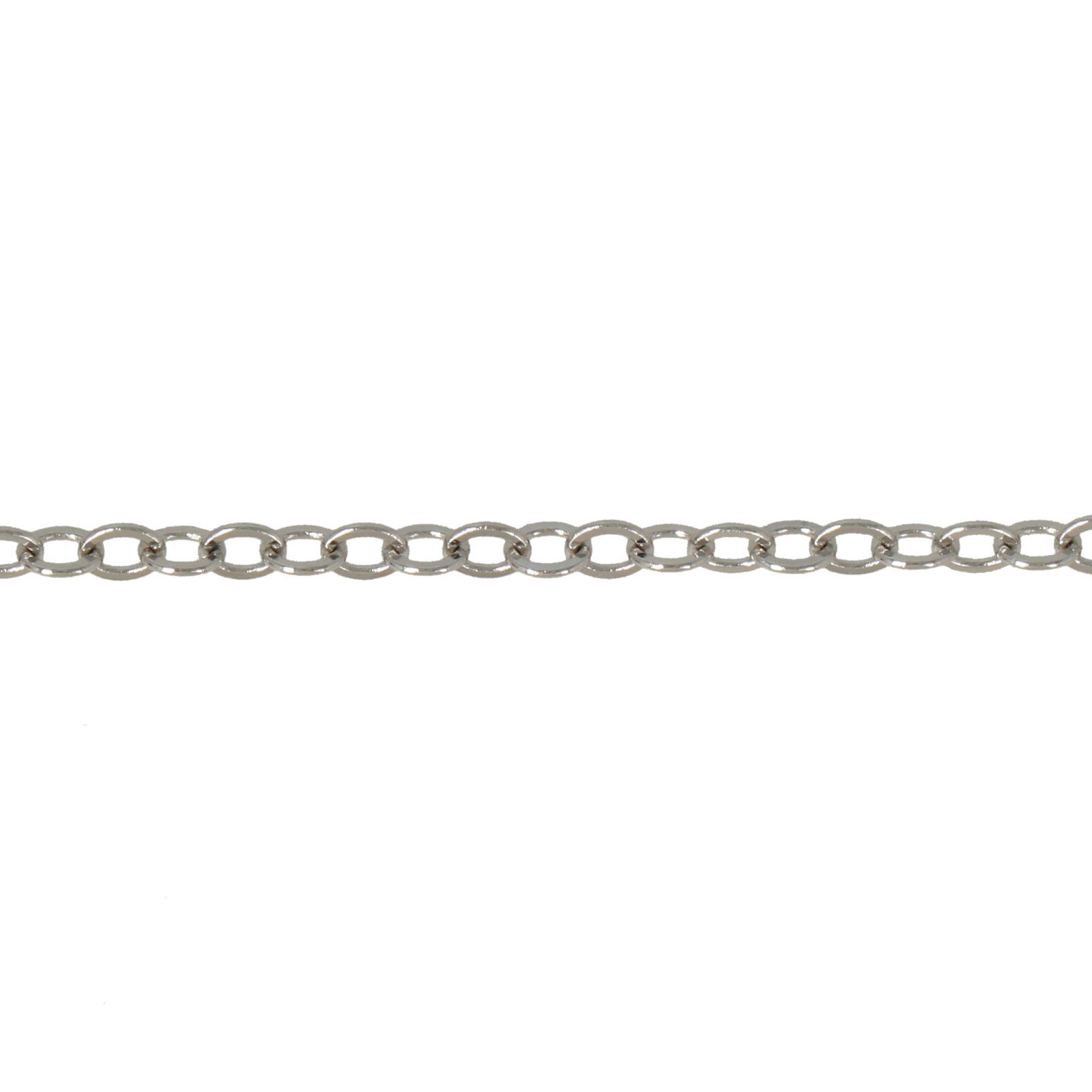 rhodium silver plated flat oval cable chain 4x3mm - wire 0,4mm | 1mt