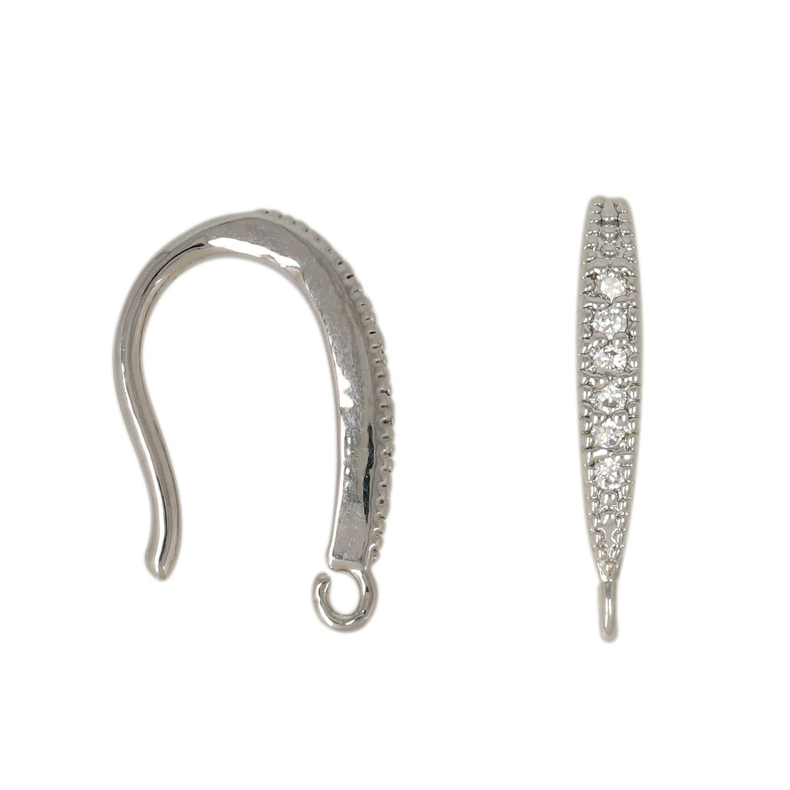 ohrhacken rhodium versilbert zirkonia 15mm | 2st