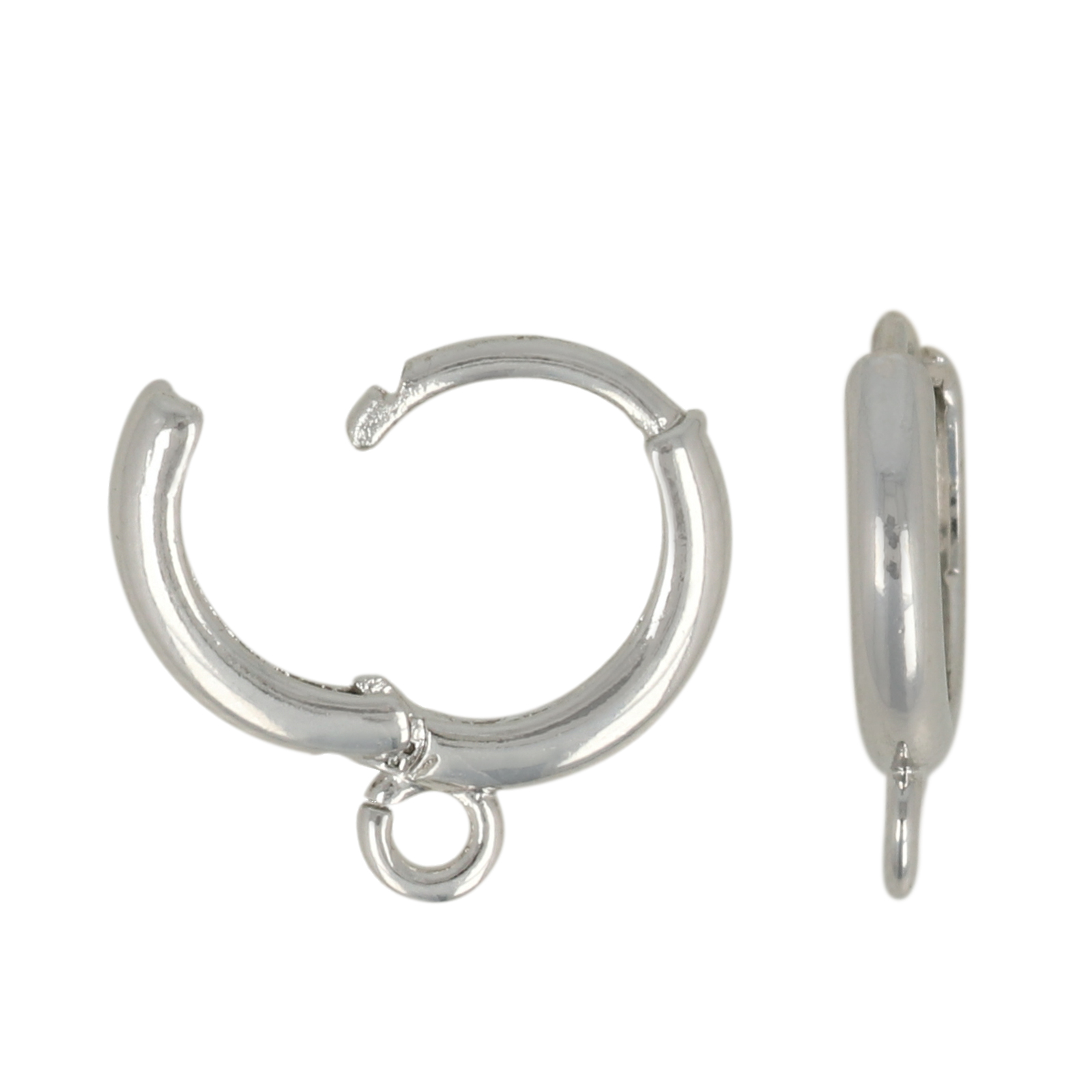 rhodium silver plated leverback hoop earring 12x2,2mm | 4pc