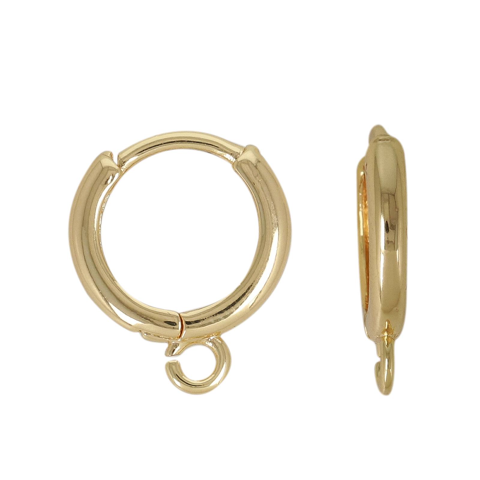 gold plated leverback hoop earring 12x2,2mm | 4pc