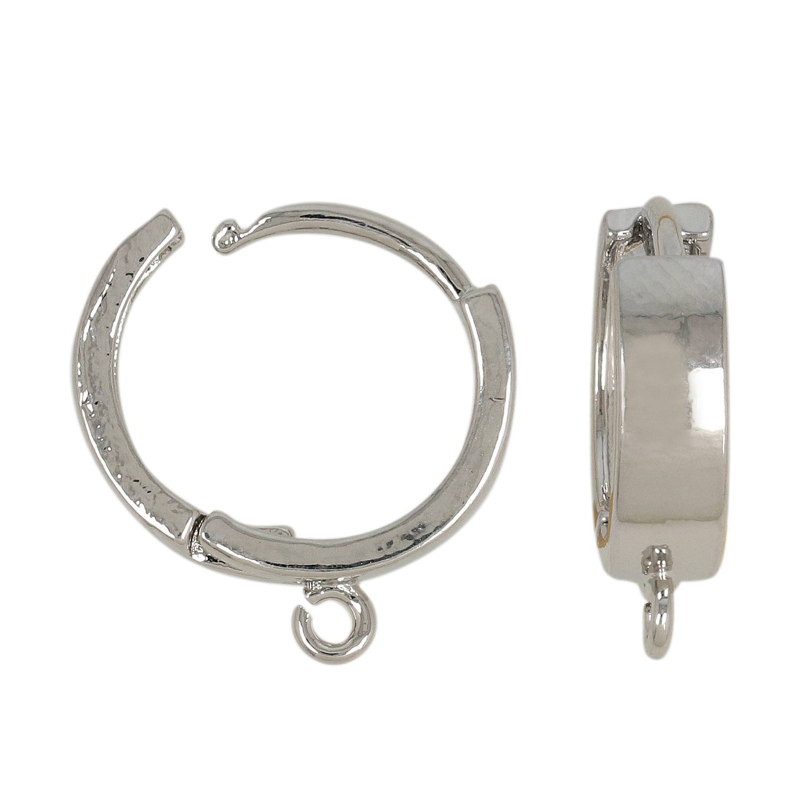 rhodium silver plated leverback hoop earring 14x4mm | 4pc