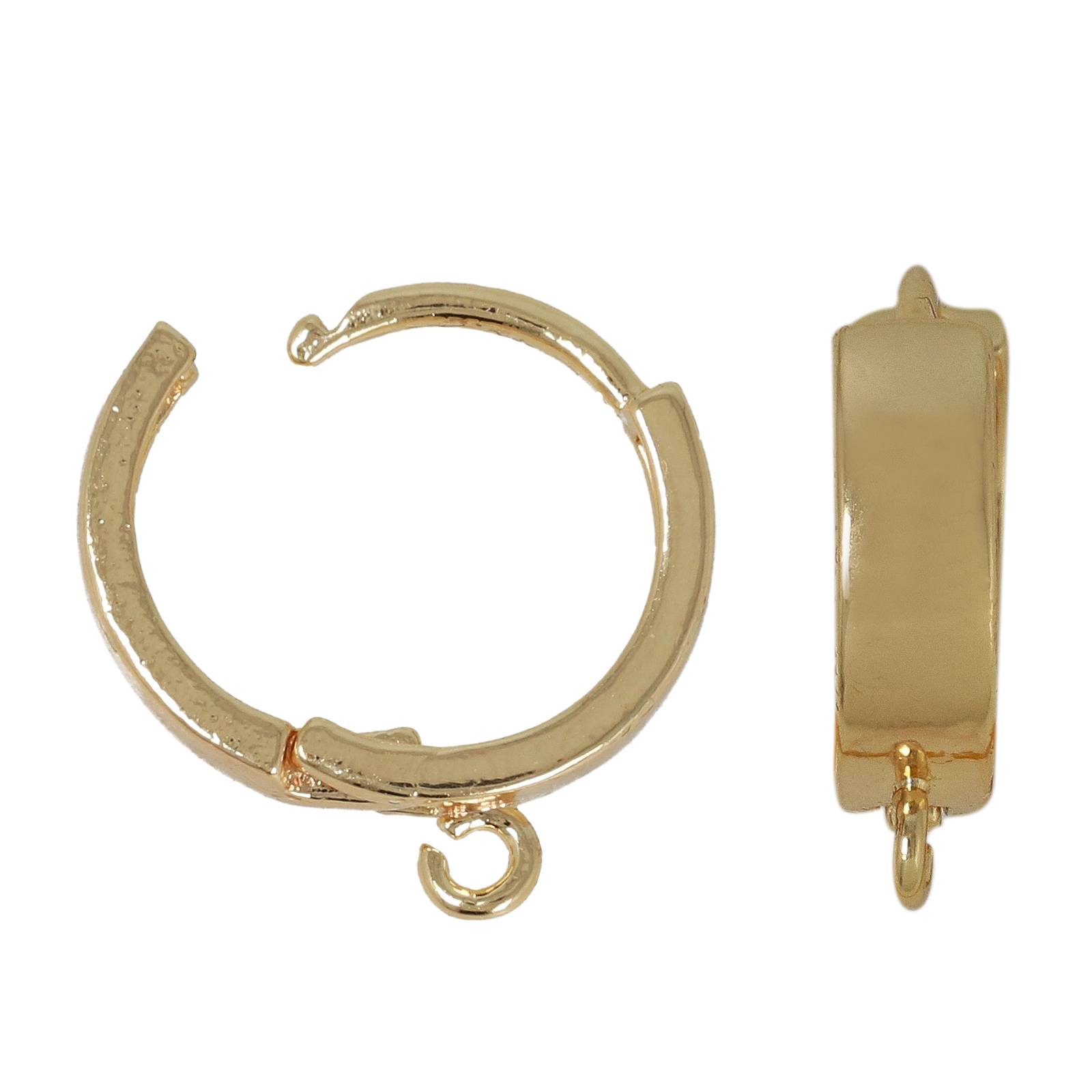 gold plated leverback hoop earring 14x4mm | 4pc