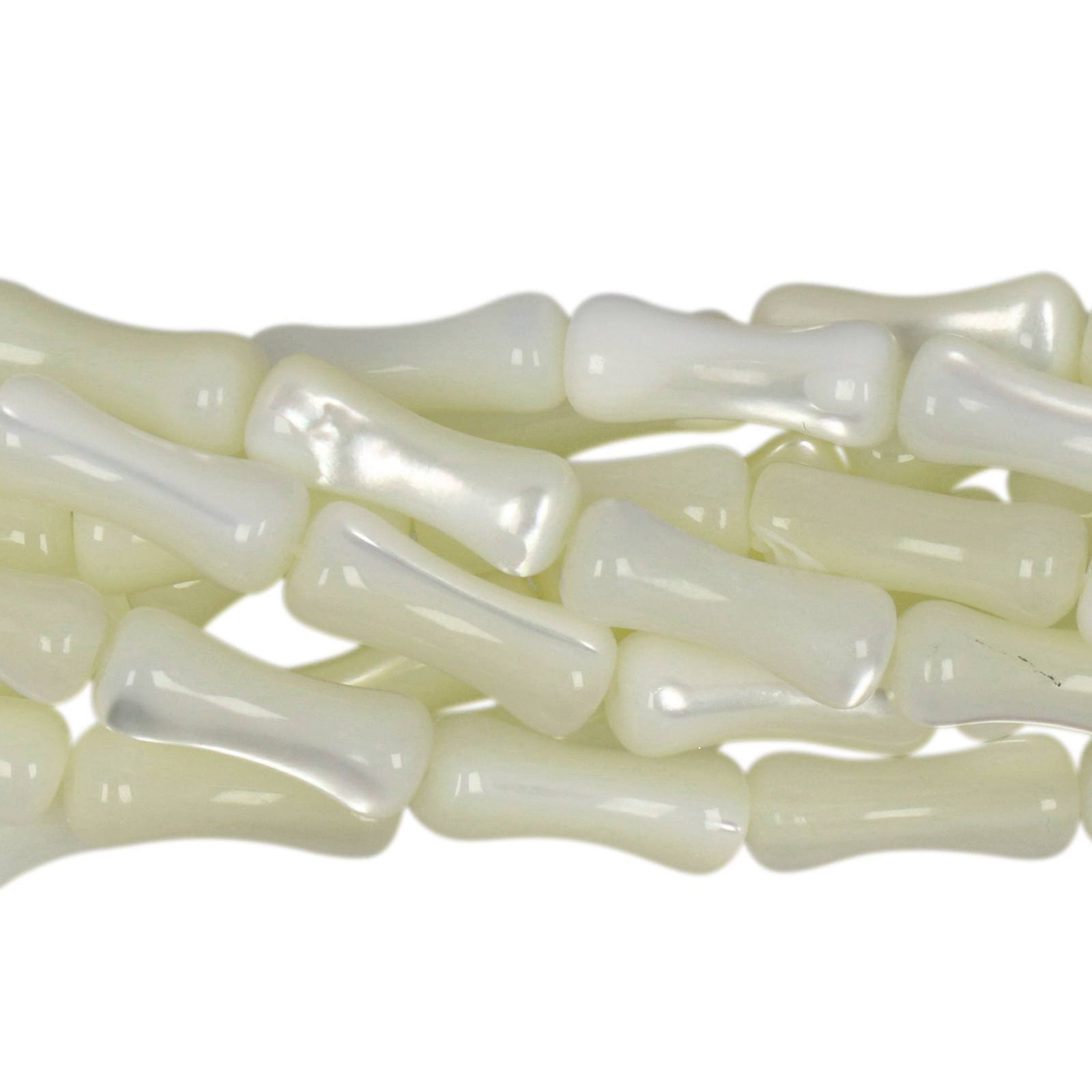 white natural mother of pearl - tube 12x5mm | 15/16-inch strand