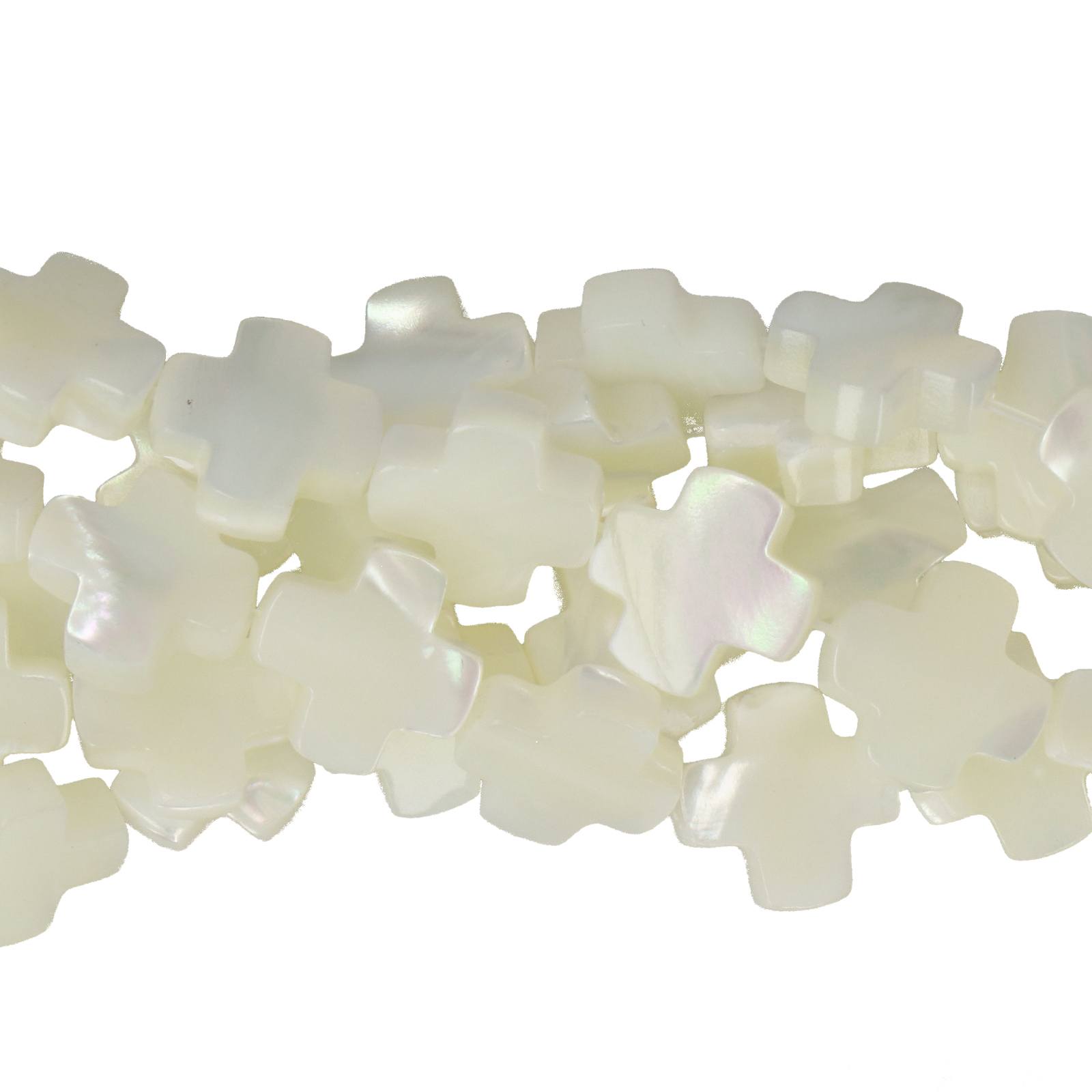 white natural mother of pearl - cross 10mm | 8pc