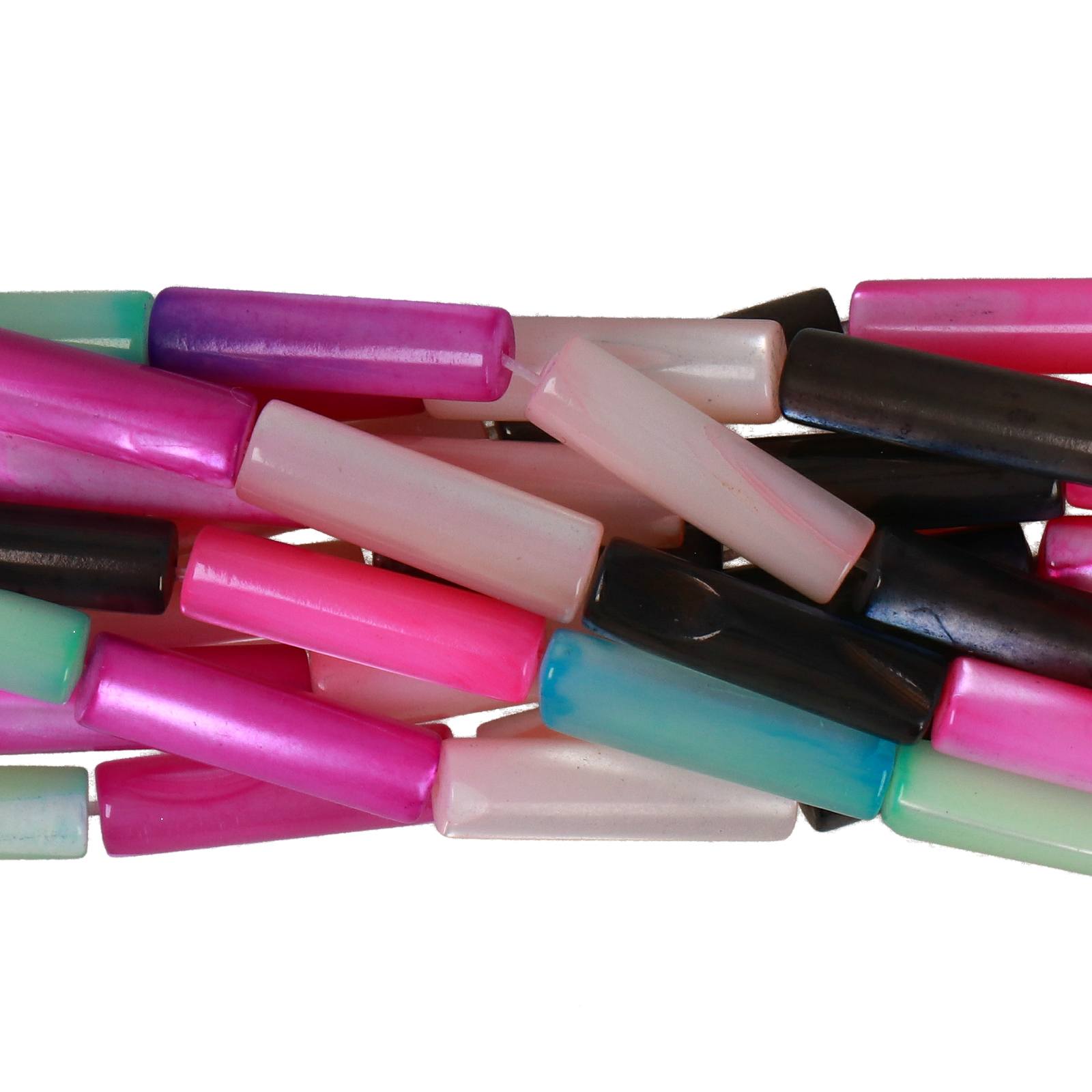 mix color natural mother of pearl - tube 14x4mm | 15/16-inch strand
