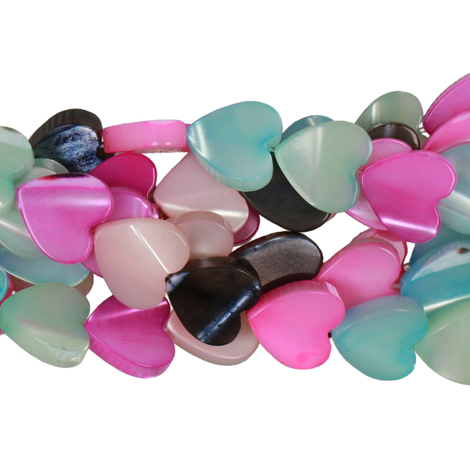 mix color natural mother of pearl - heart 8mm | 12pc