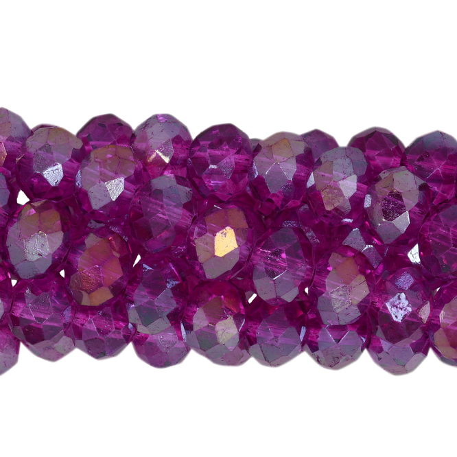 cyclamen ab chinese crystal faceted roundelle 8x6mm | 1 strand