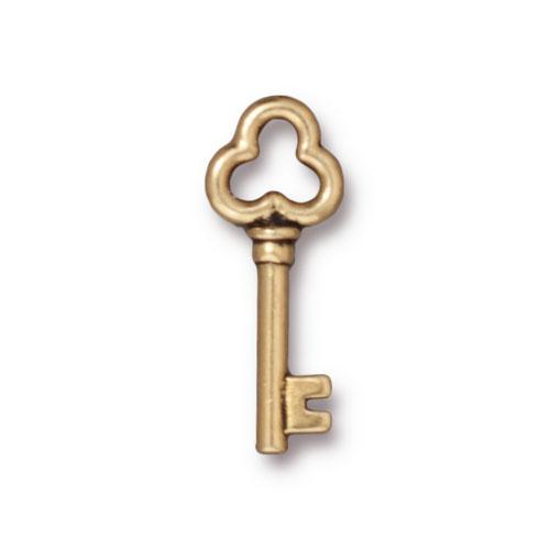 antique gold plated key charm 21x8mm | 1pc