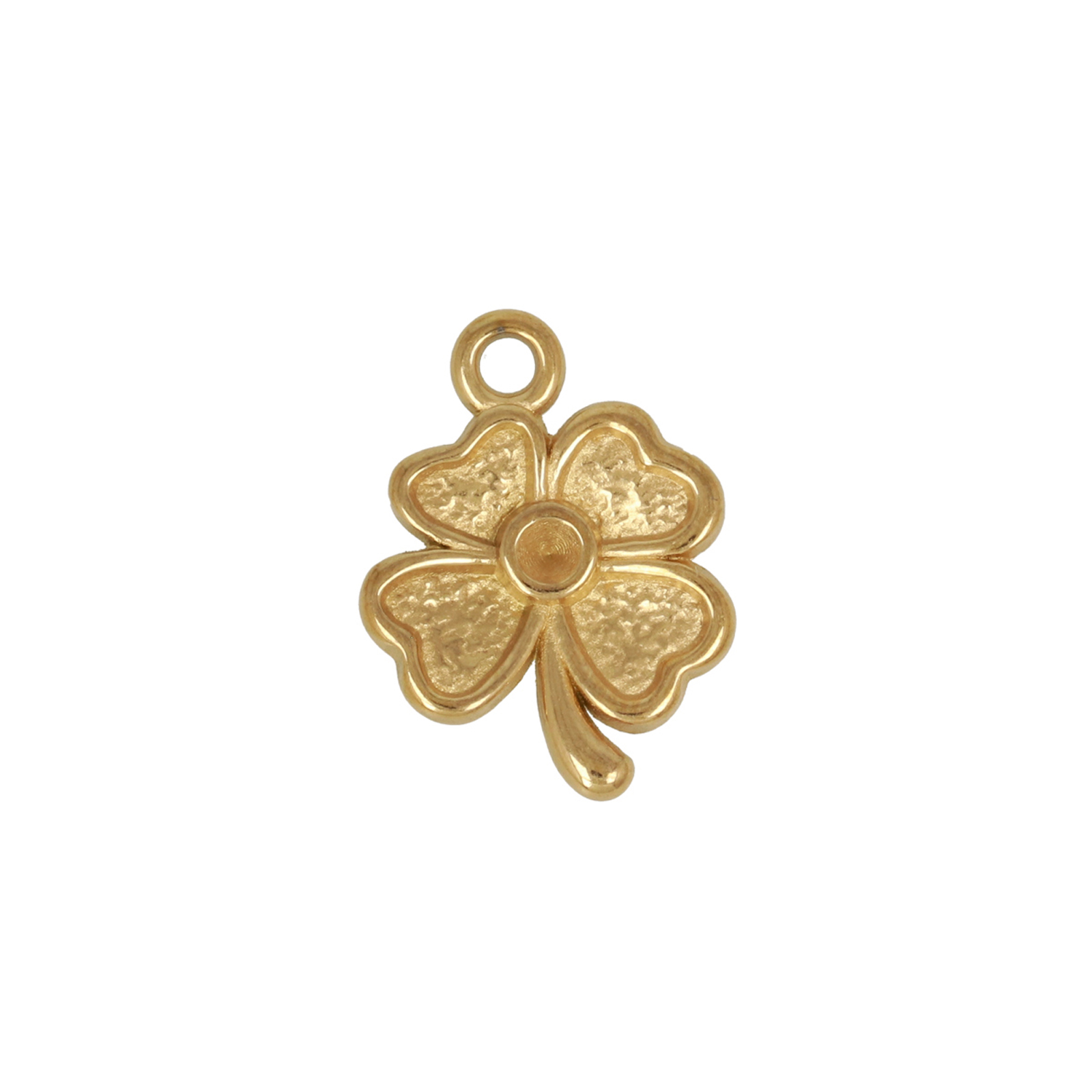 gold plated stainless steel clover charm 15x14mm | 2pc