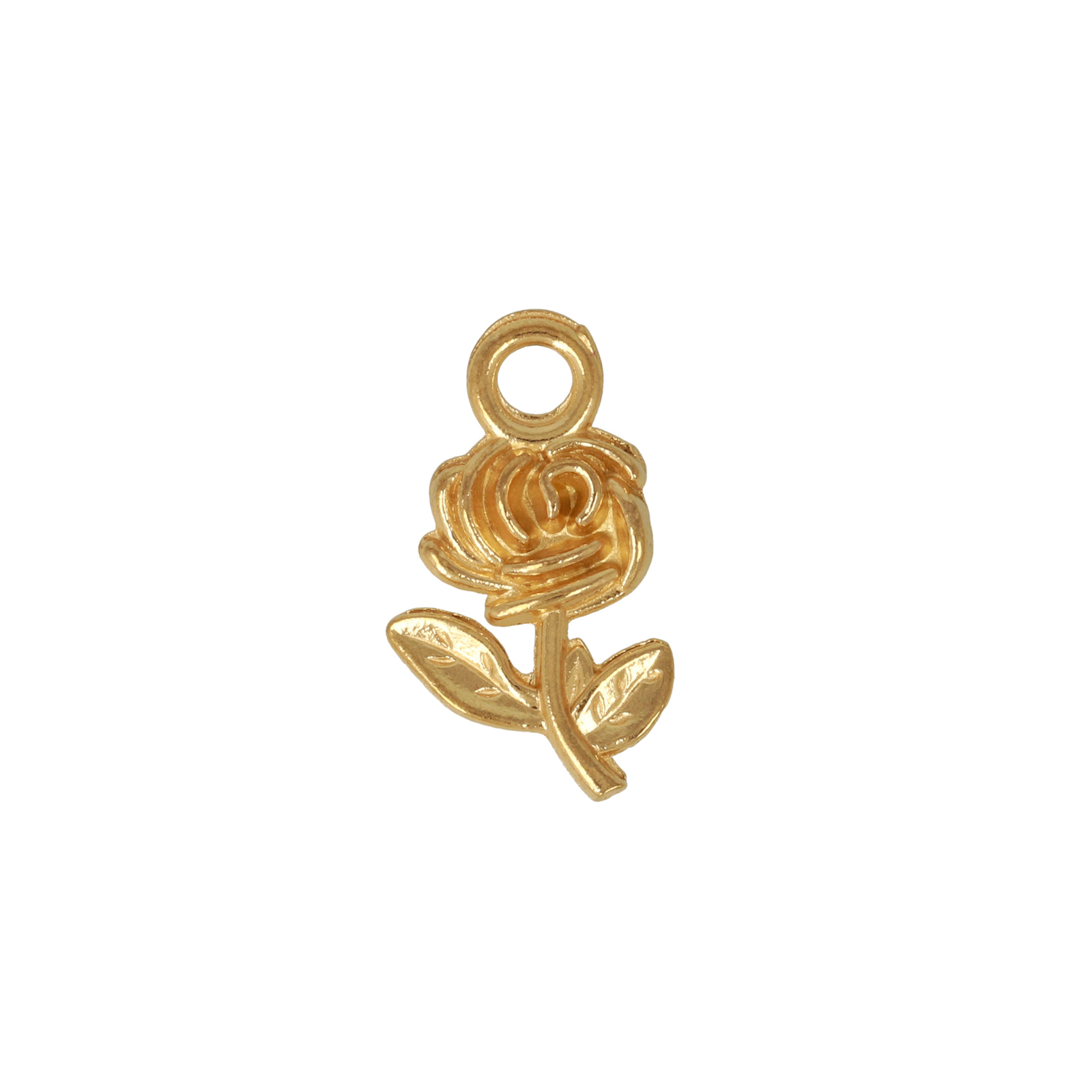 gold plated stainless steel rose charm 15,5x11mm | 2pc