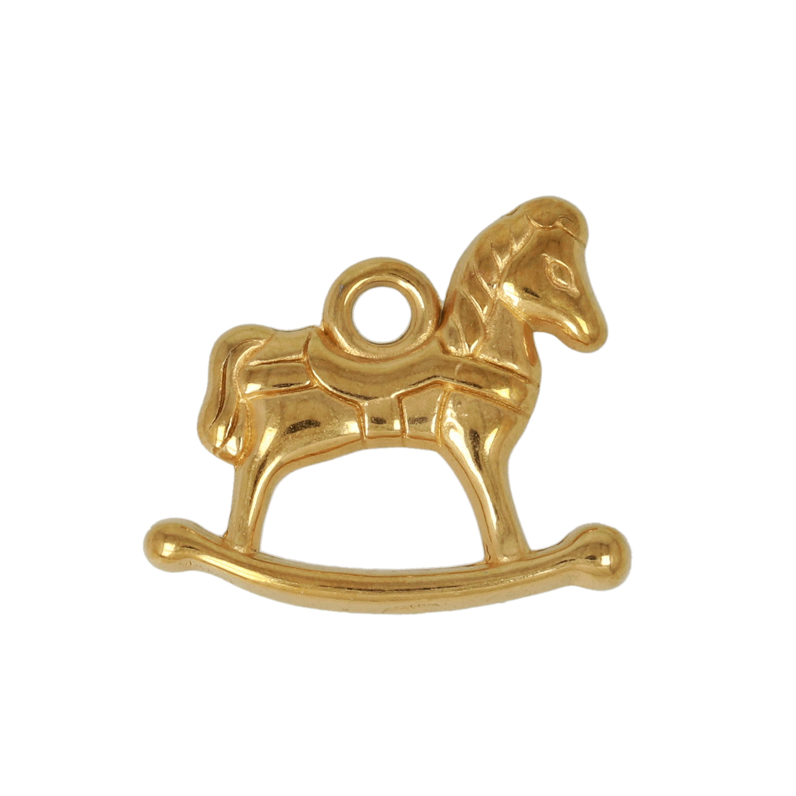 gold plated stainless steel rocking horse charm 20x16,5mm | 2pc