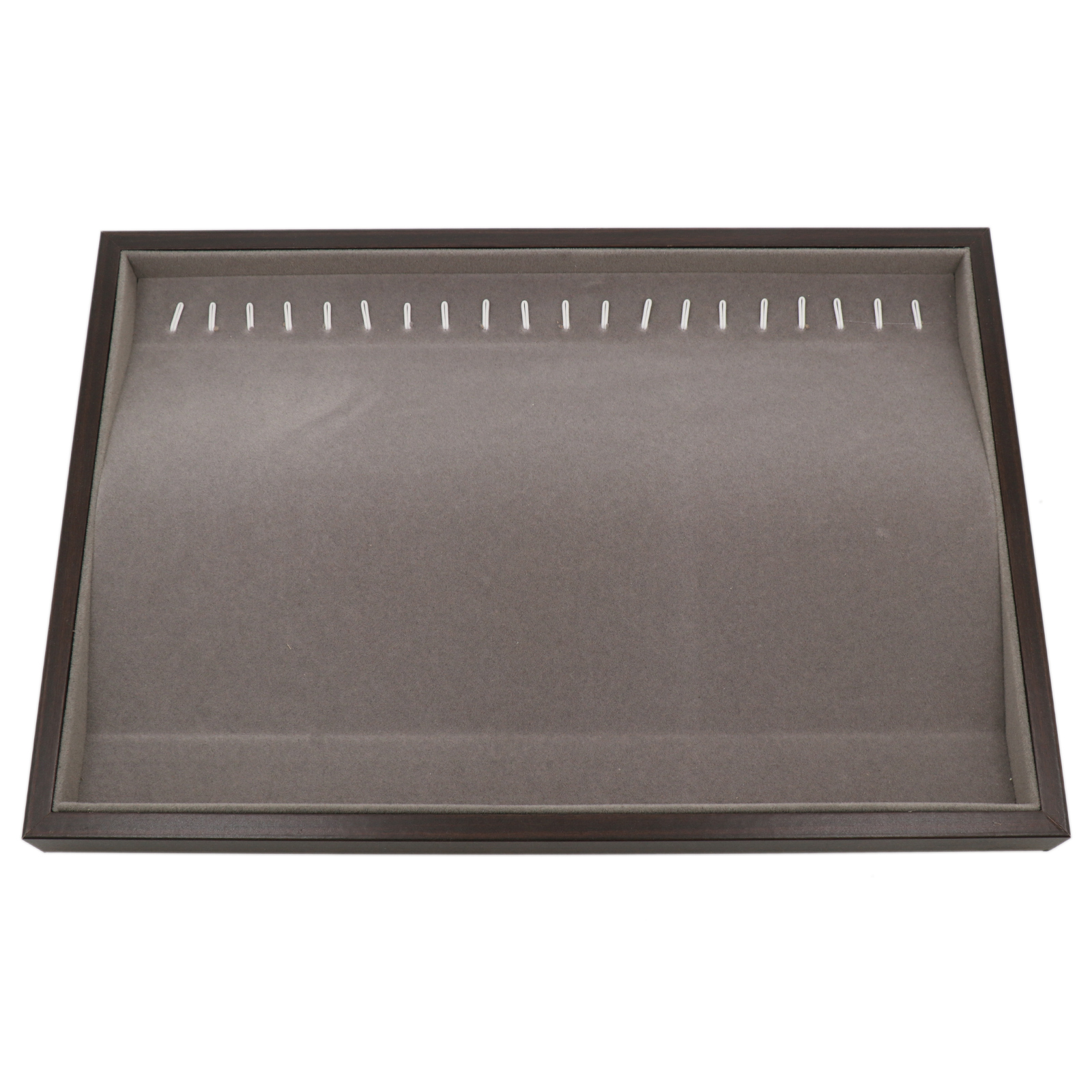 tray for 20 bracelet or necklace grey velvet and wood rectangle 35x24cm | 1pc