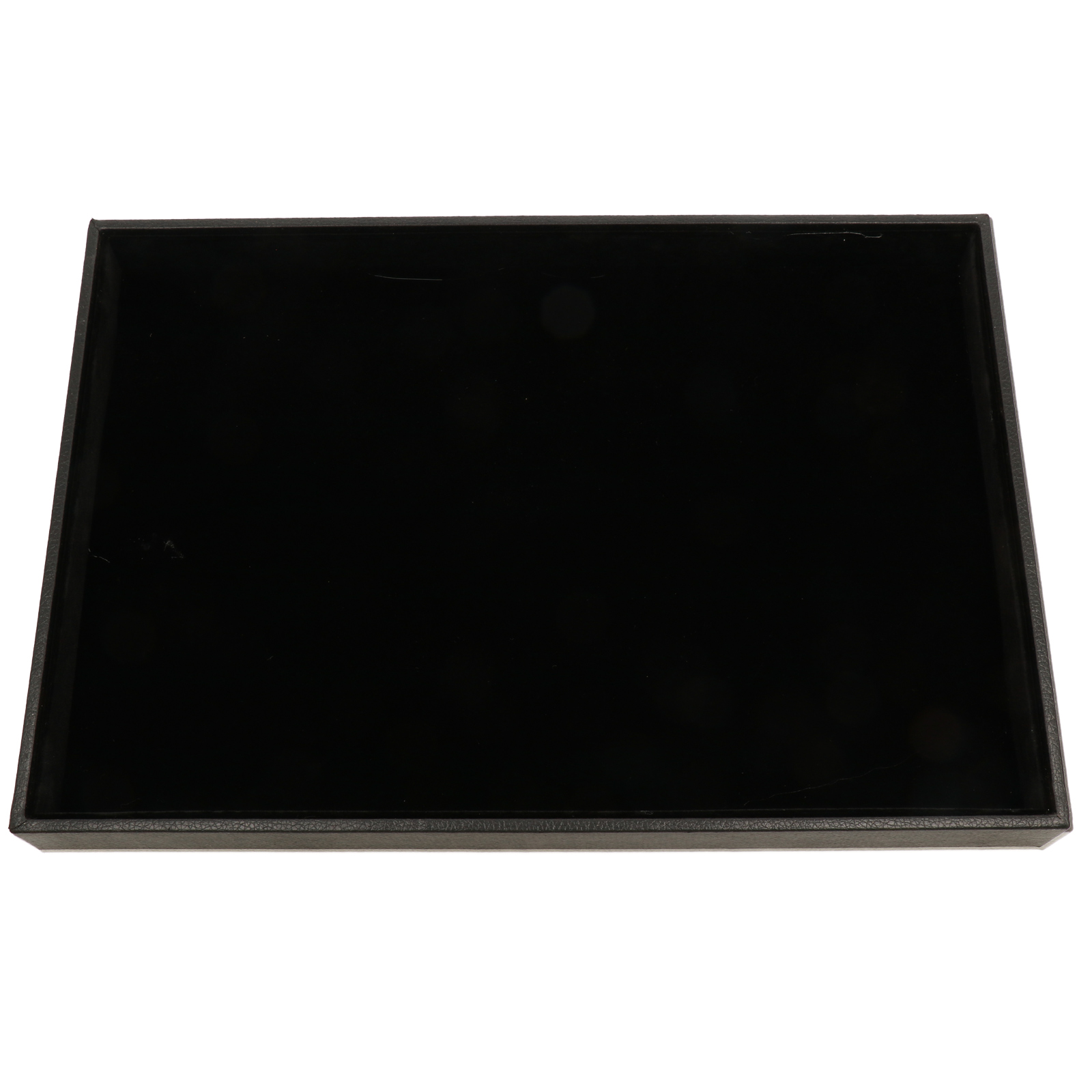 jewelry tray black velvet and pu leather rectangle 35x24cm | 1pc
