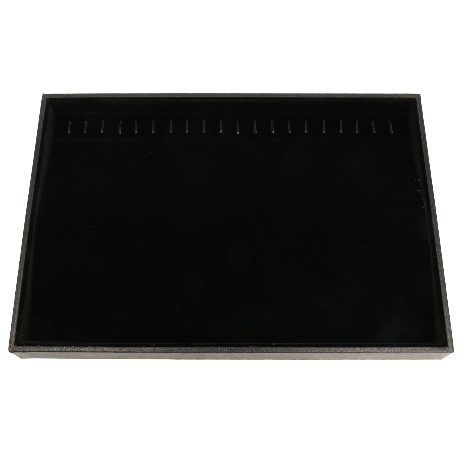 tray for 20 bracelet or necklace black velvet and pu leather rectangle 35x24cm | 1pc