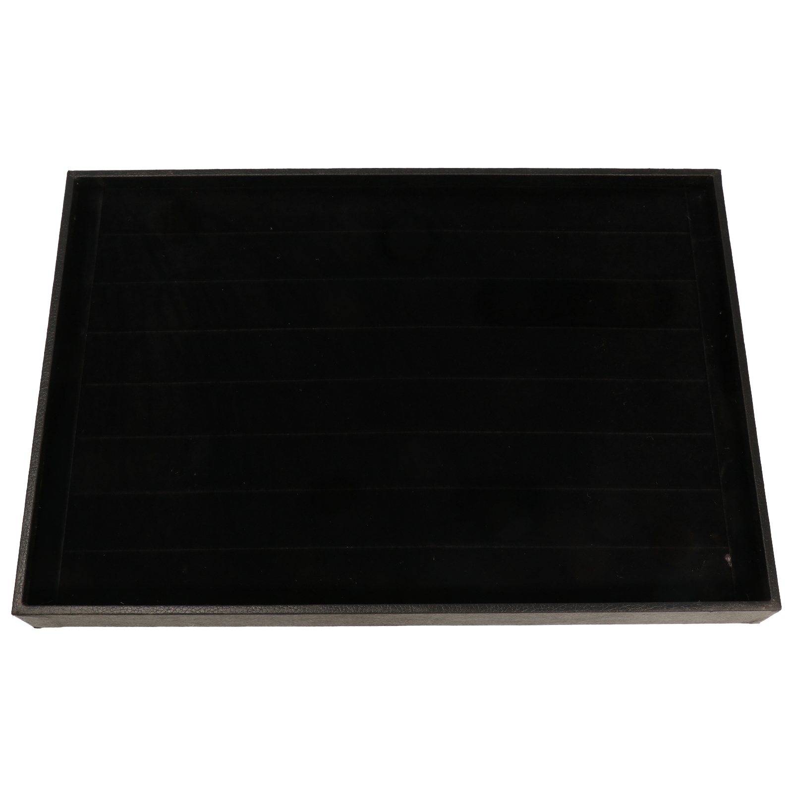 jewelry tray 24 square black velvet and pu leather rectangle 35x24cm | 1pc
