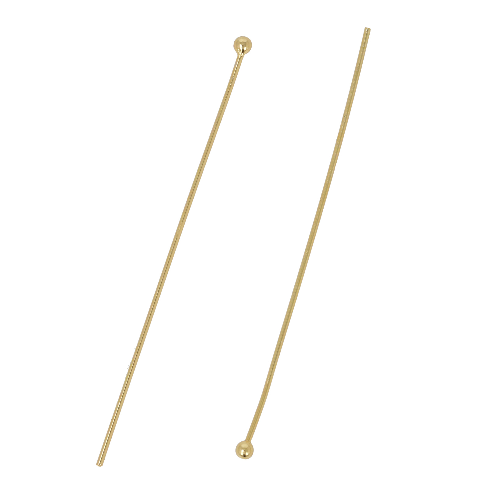gold plated ball end headpin 50mm - wire 0,70mm | 50pc