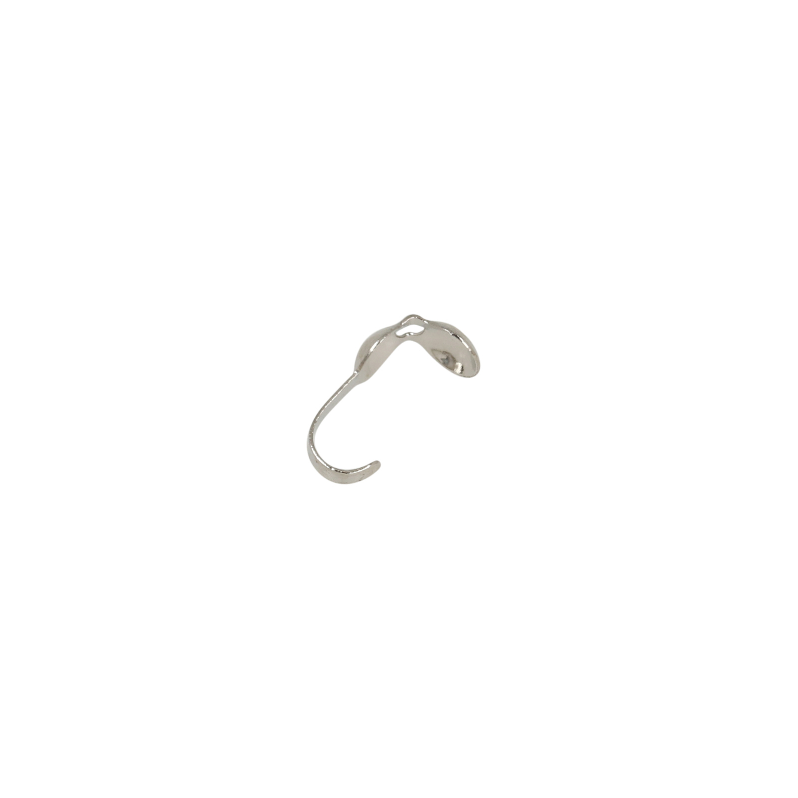 rhodium silver plated clamshell bead tip 3mm with small hole | 50pc