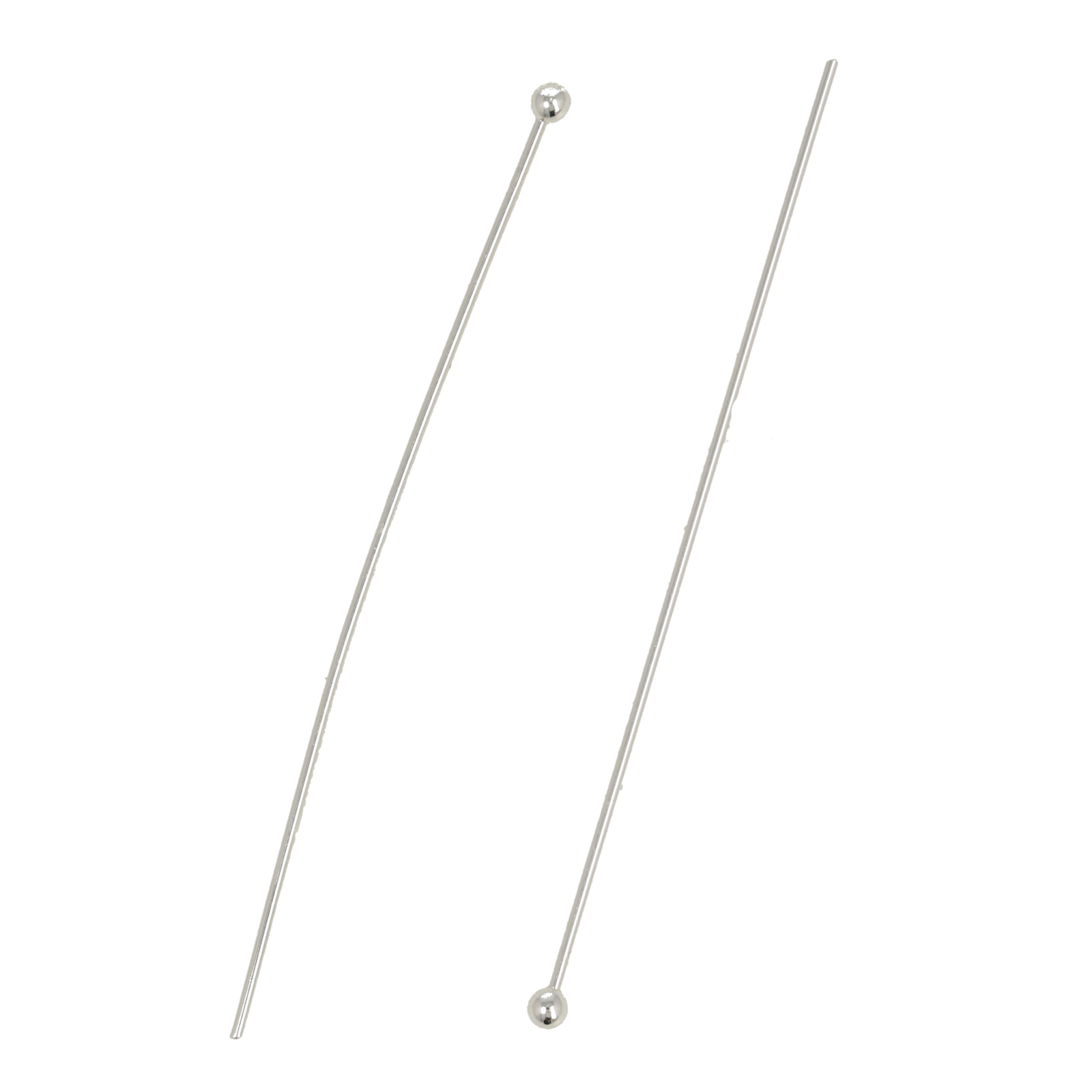 silver plated ball end headpin 50mm - wire 0,70mm | 50pc