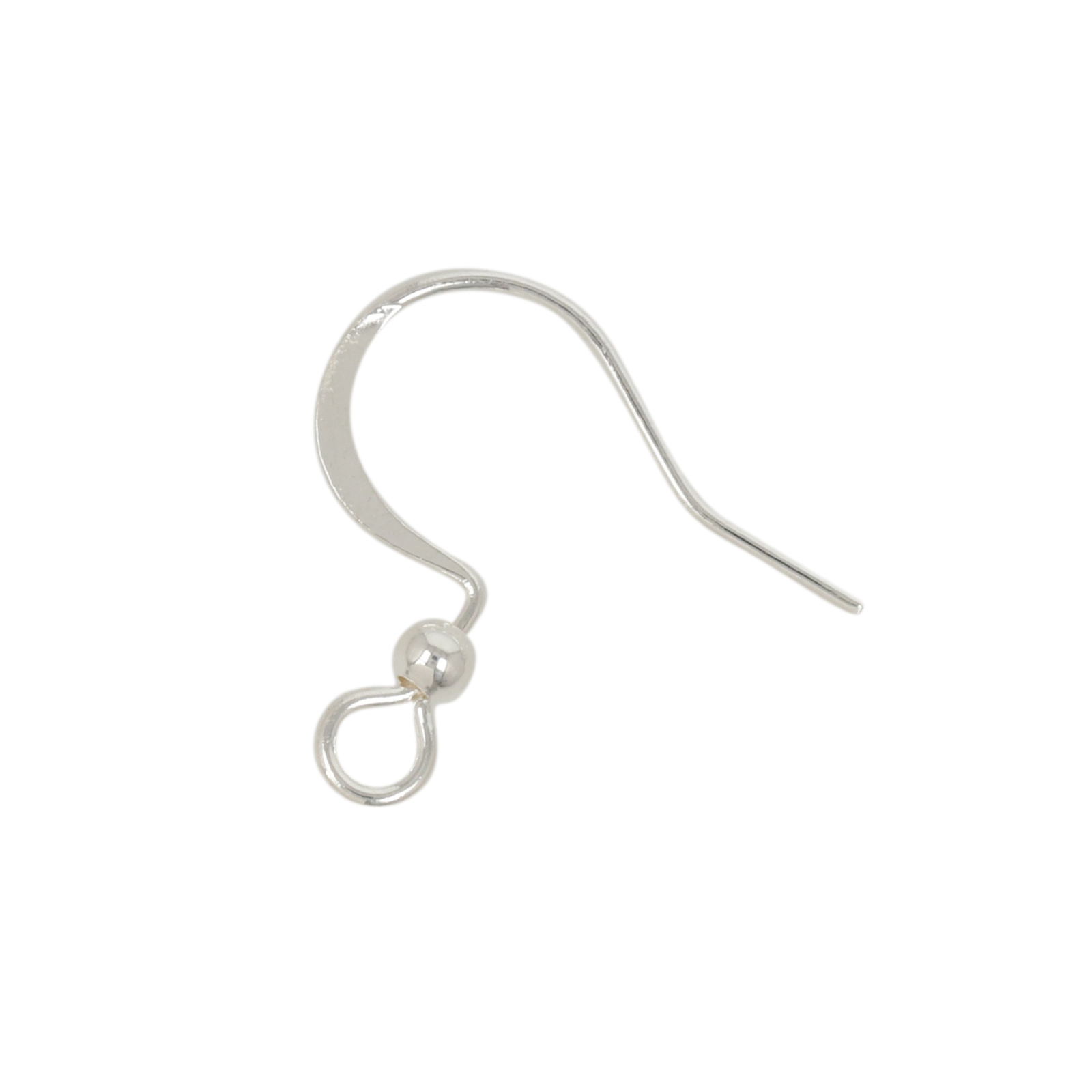 silver plated flat french earwire bead 16mm | 50pc