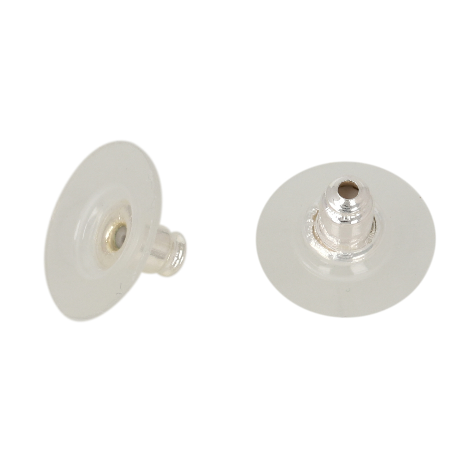 silver plated plastic earring back 12mm | 50pc