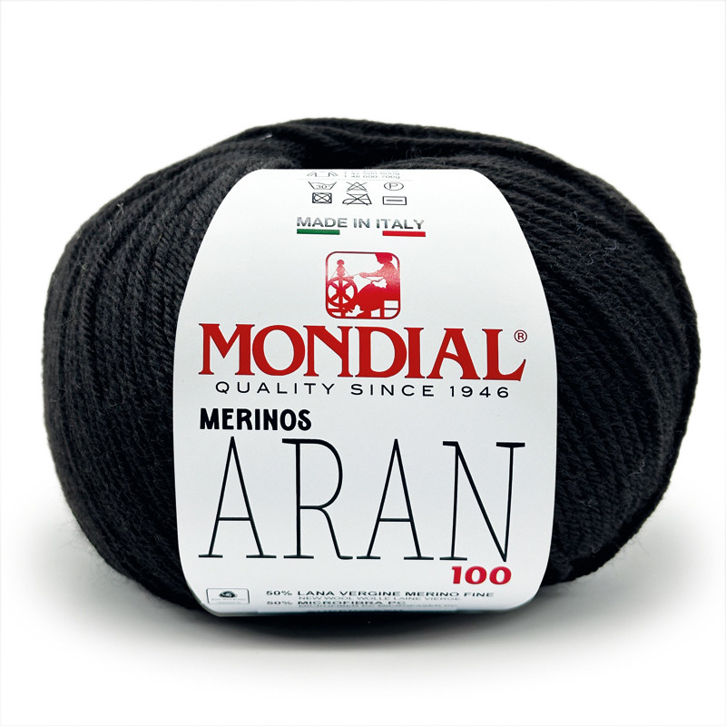 merinos aran 100 mondial - black (200) - 100gr (200mt) | 1pc