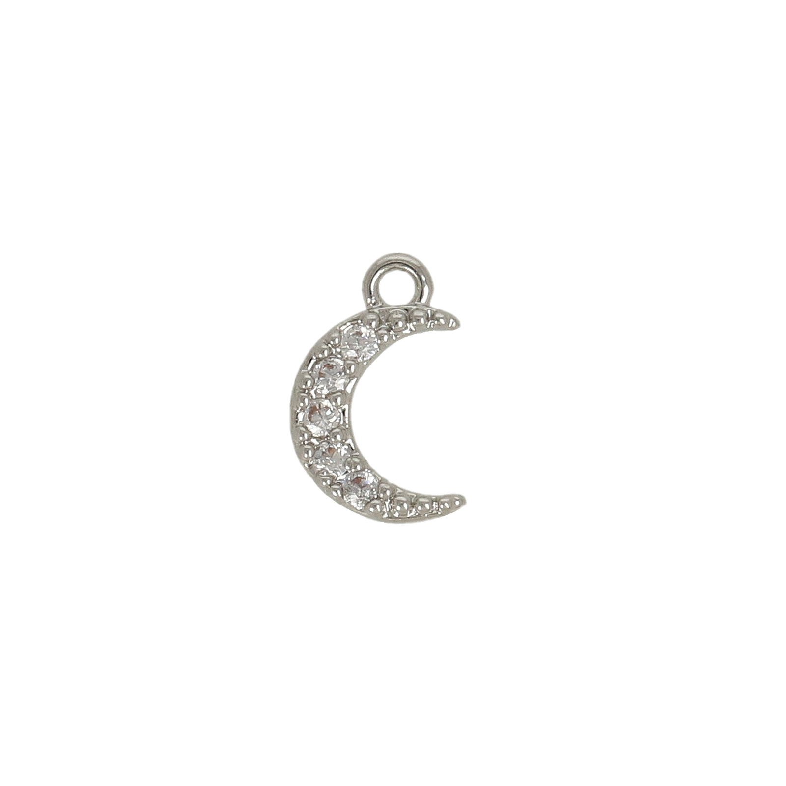 anhänger rhodium versilbert zirkonia mond 6,5x5mm | 2st