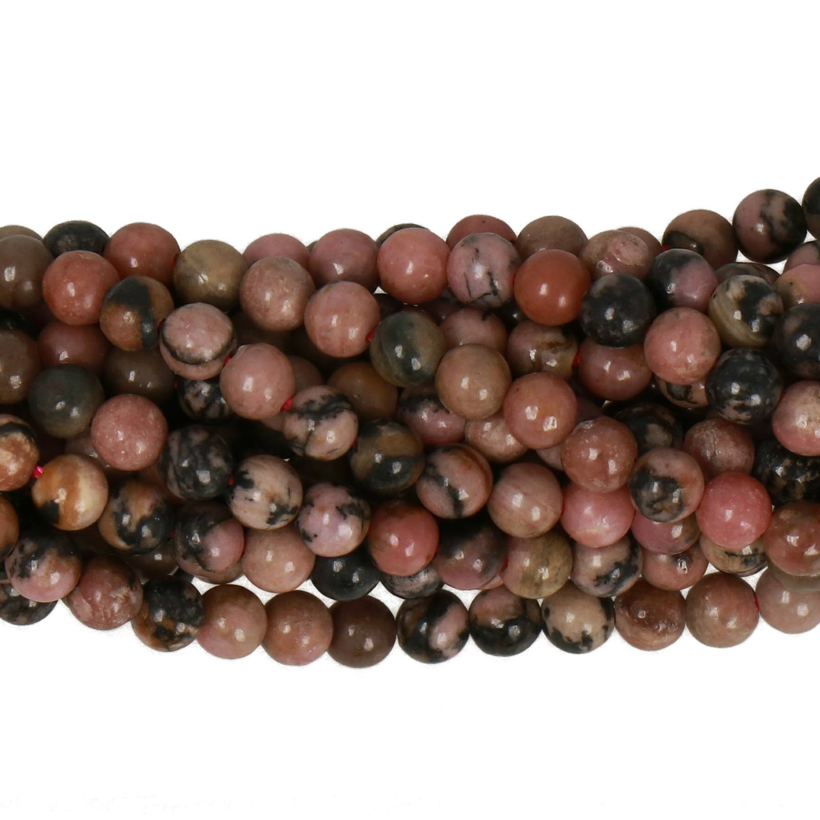 black lace rodonite smooth round 3mm | 15/16-inch strand