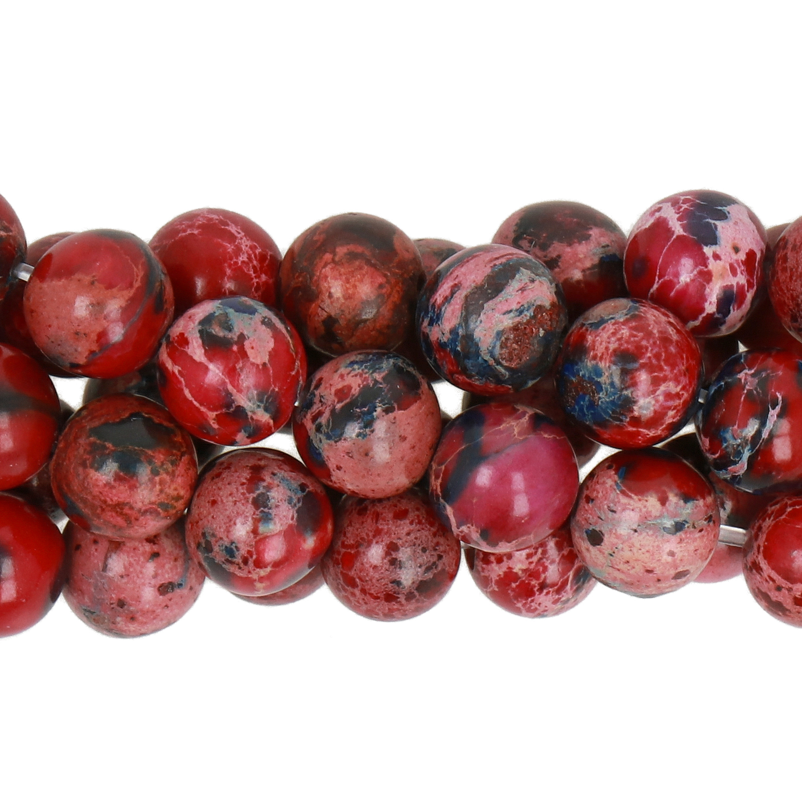 red/blue impression jasper smooth round 6mm | 15/16-inch strand