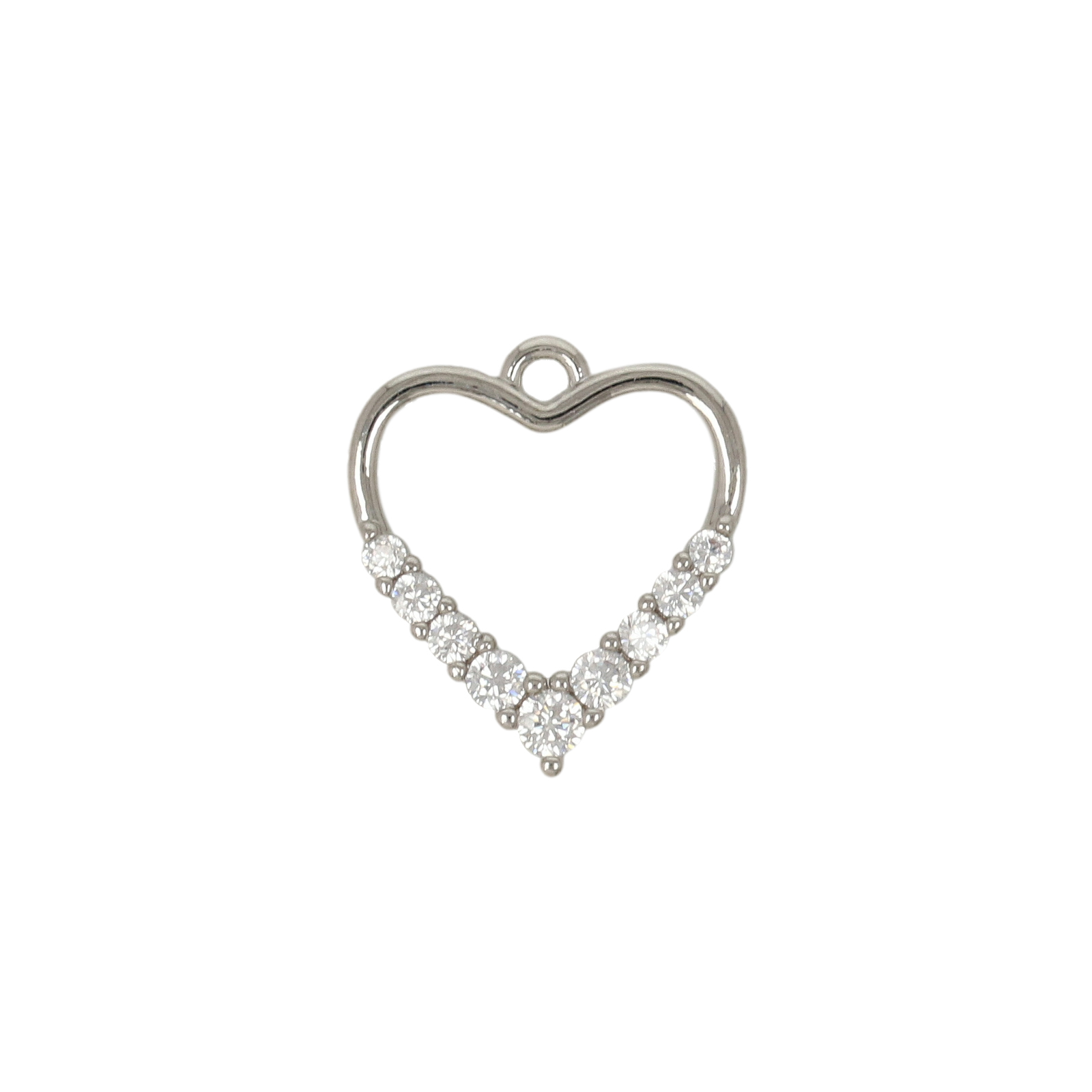 anhänger rhodium versilbert zirkonia herz 12mm | 2st