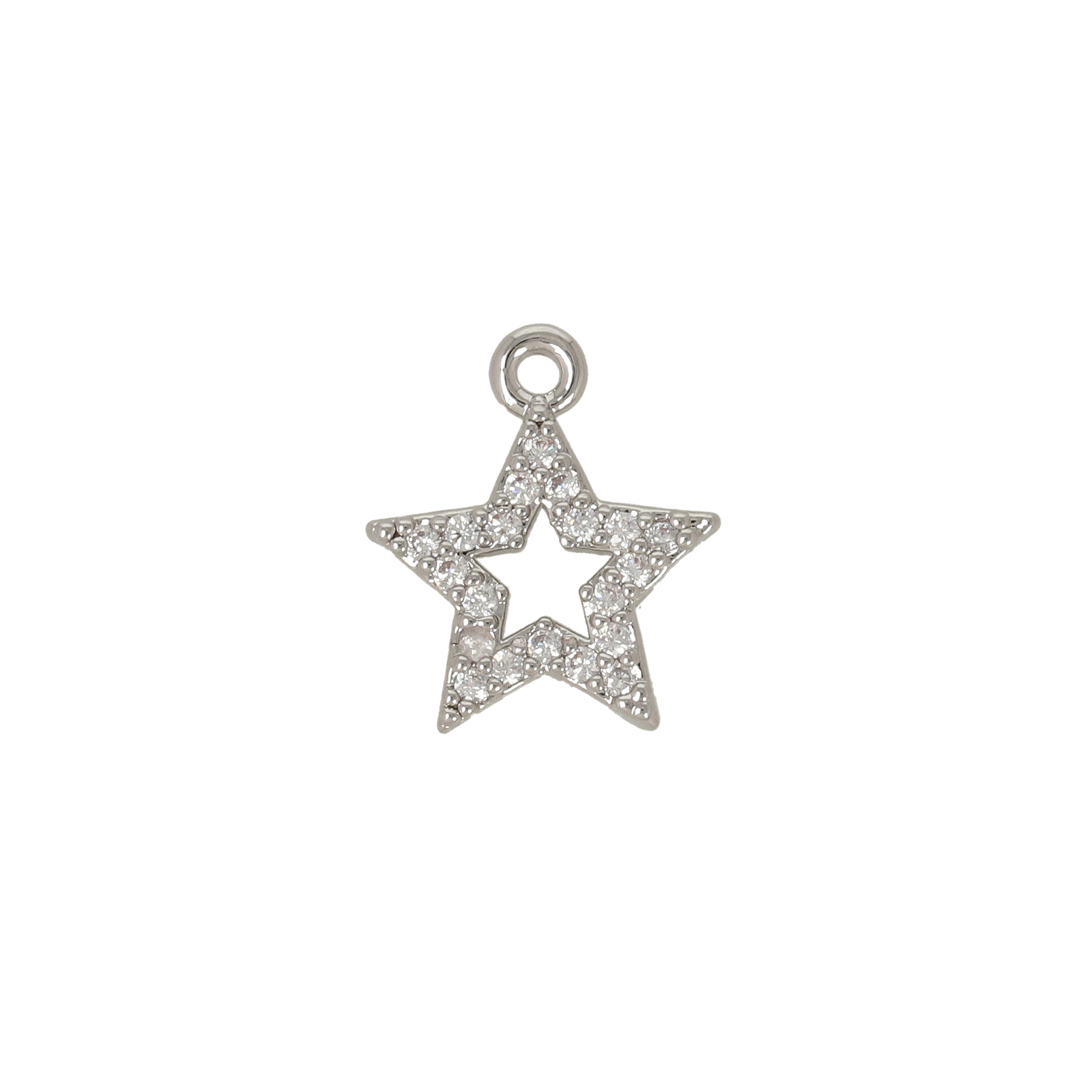 anhänger rhodium versilbert zirkonia stern 10mm | 2st