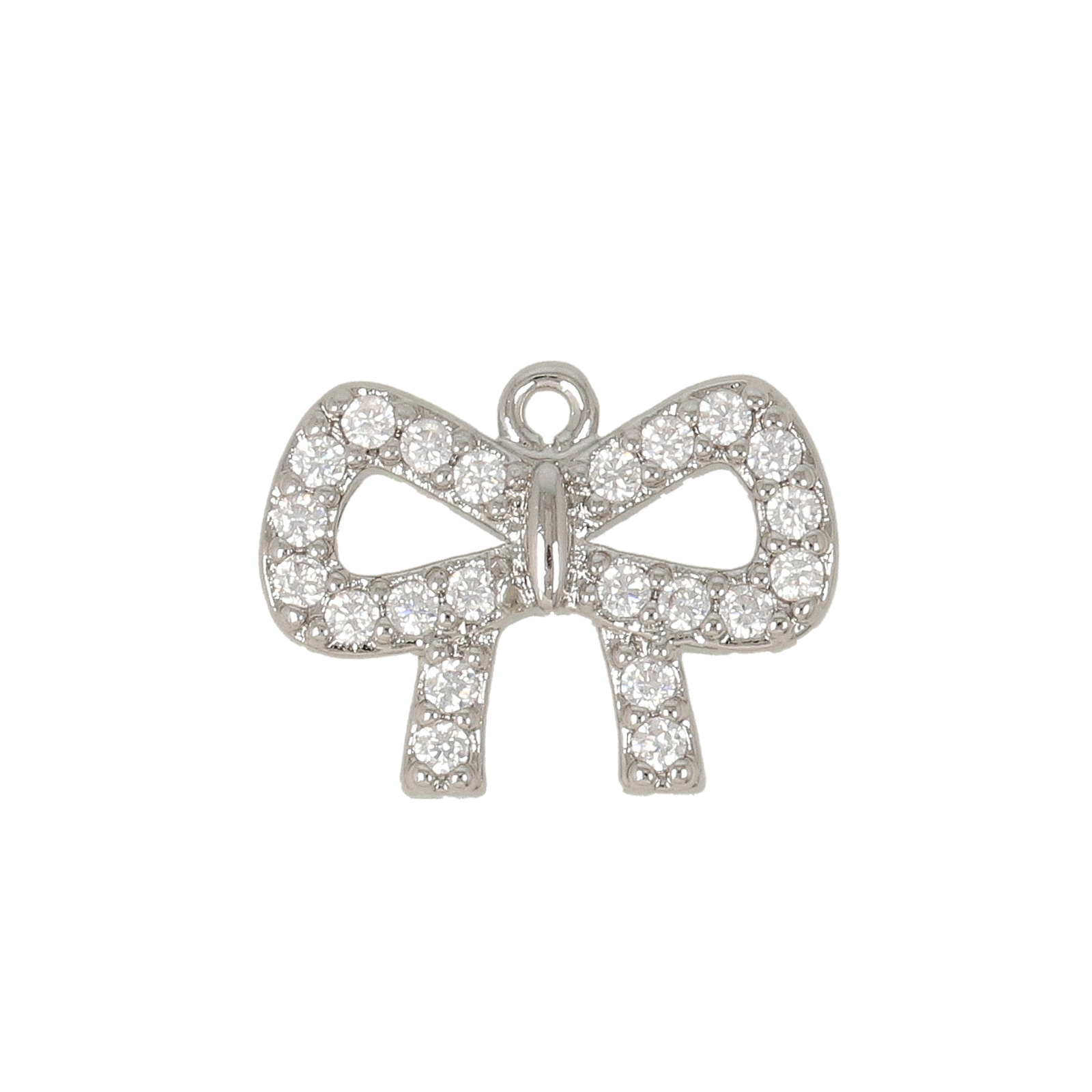 anhänger rhodium versilbert zirkonia schleife 13x10mm | 2st