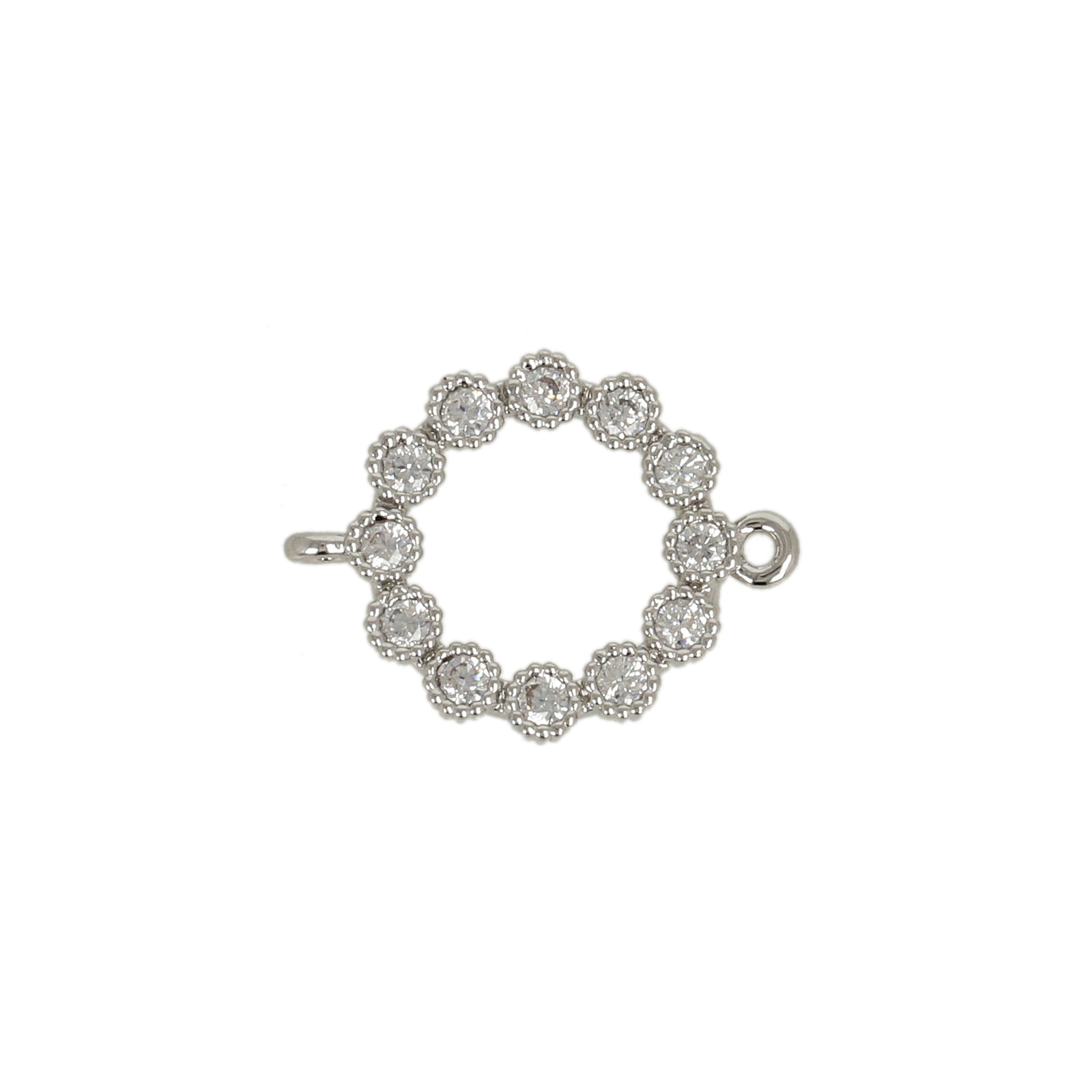 zwischenteil rhodium versilbert zirkonia kreis 10mm | 2st