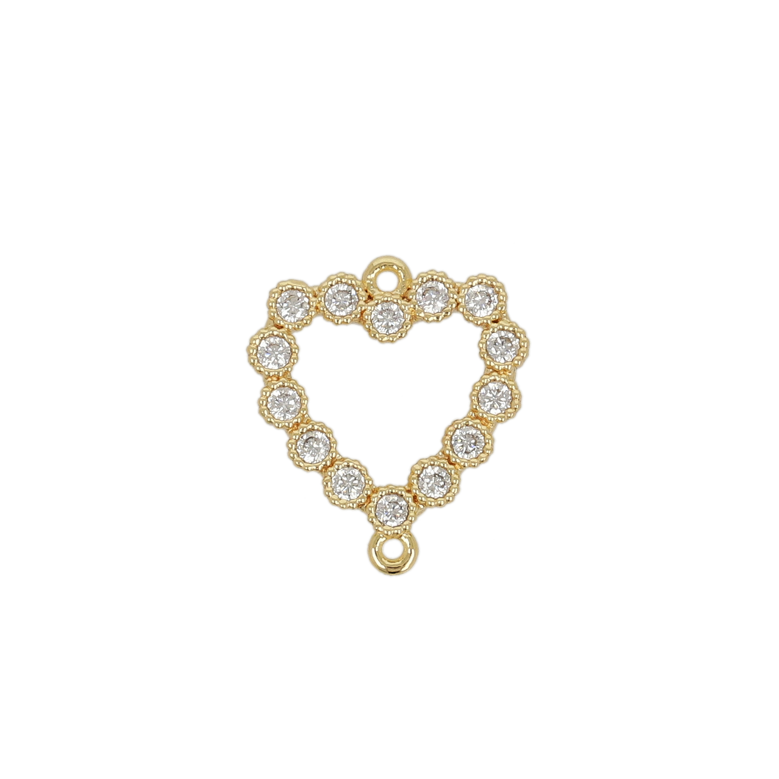 zwischenteil vergoldet zirkonia herz 10mm | 2st