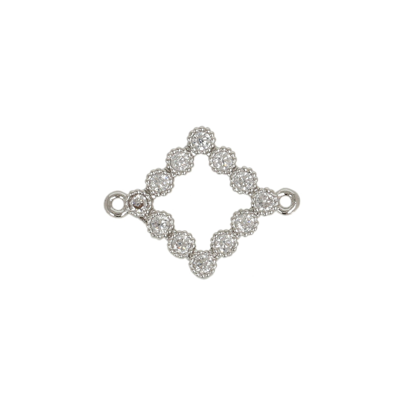 zwischenteil rhodium versilbert zirkonia rhombus 10mm | 2st
