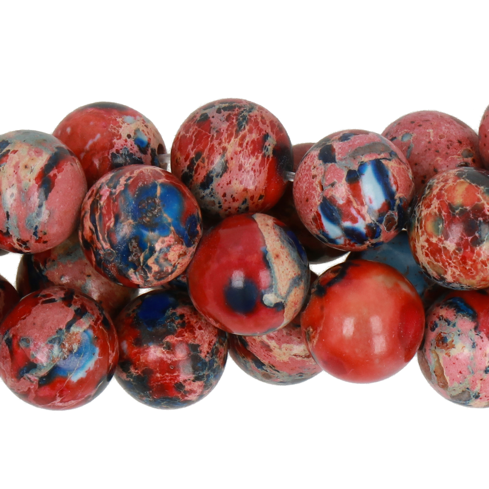 red/blue impression jasper smooth round 8mm | 15/16-inch strand