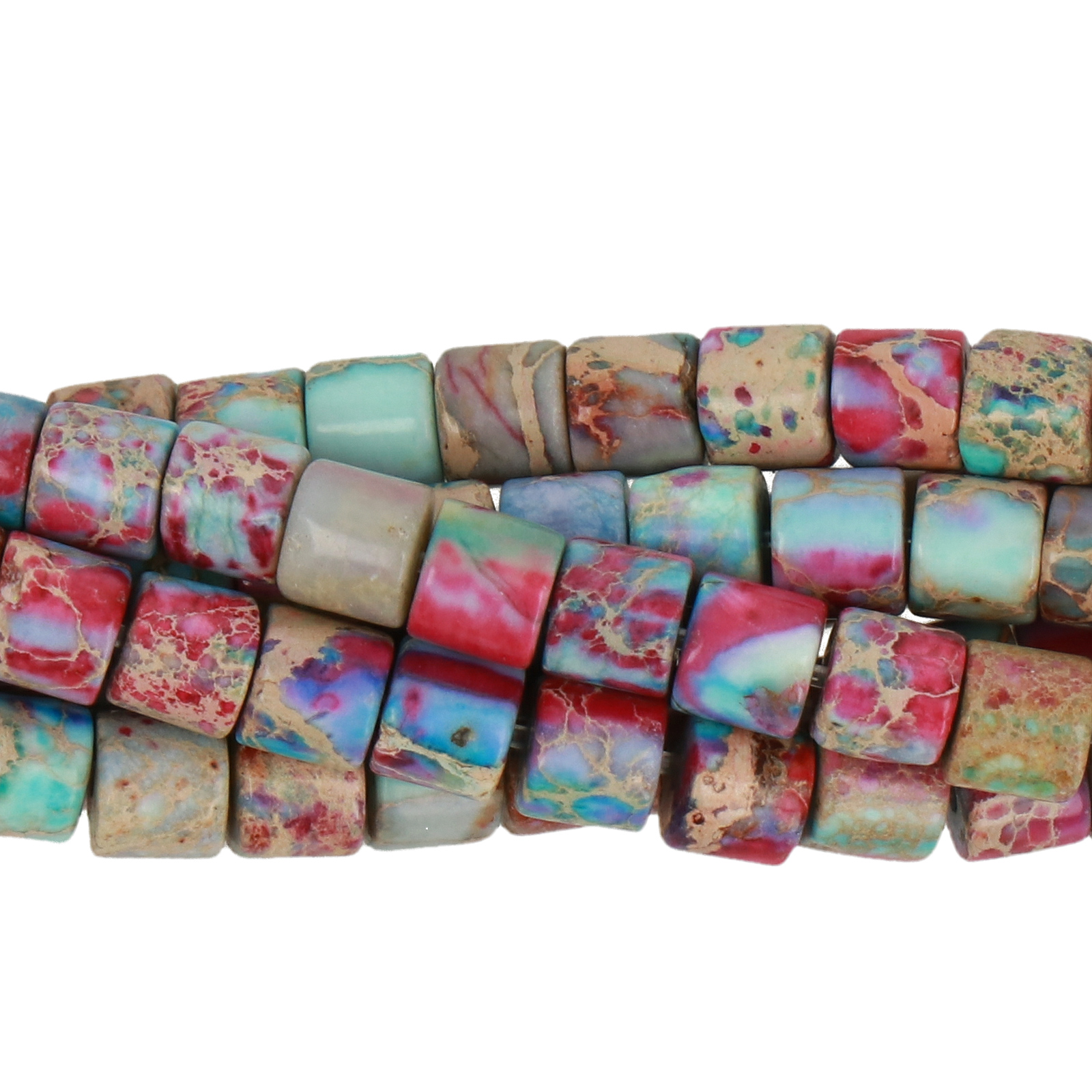 multicolor galaxy impression jasper smooth tube 4x4mm | 15/16-inch strand