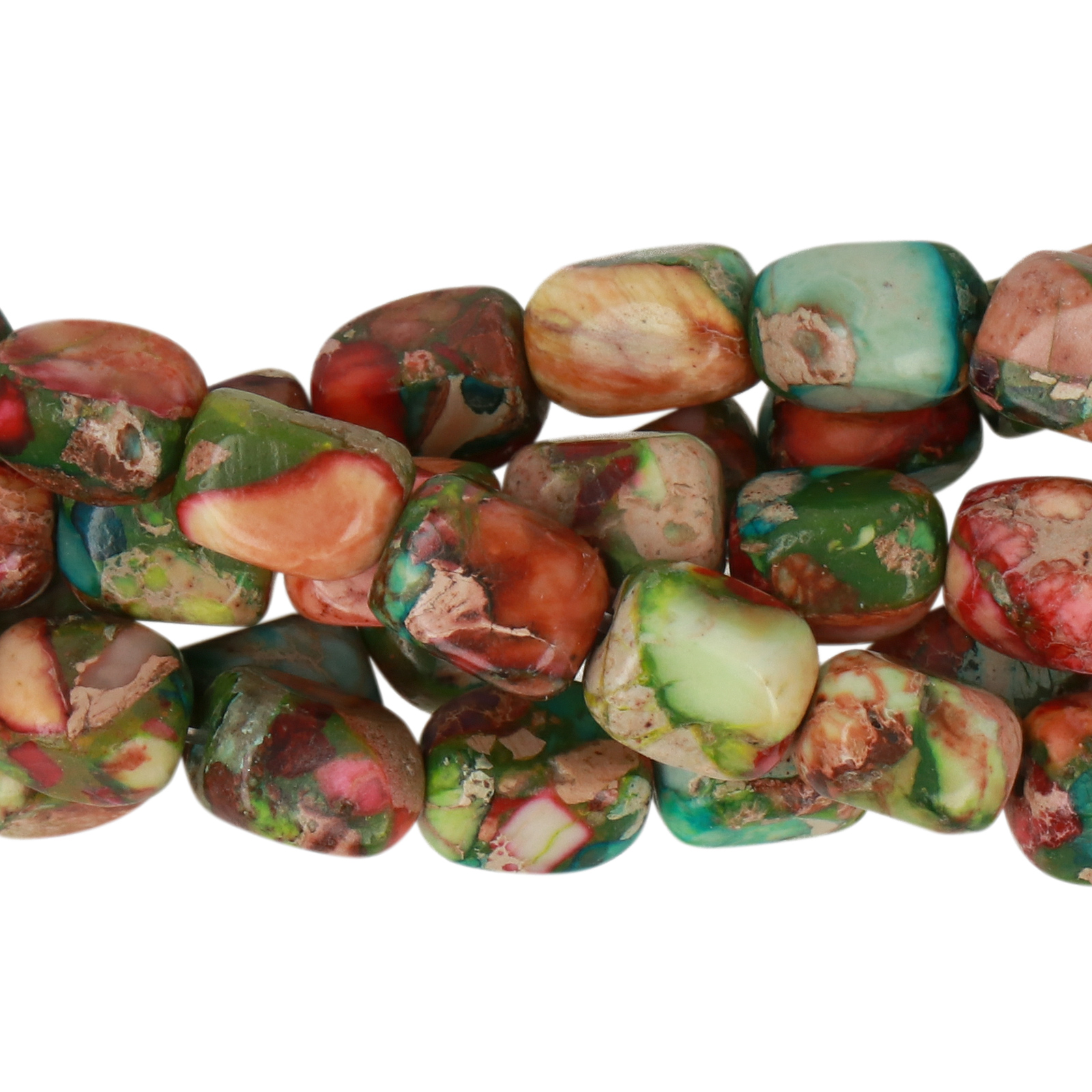 multicolor impression jaspis nugget 7,5x6mm | strang 38/40cm