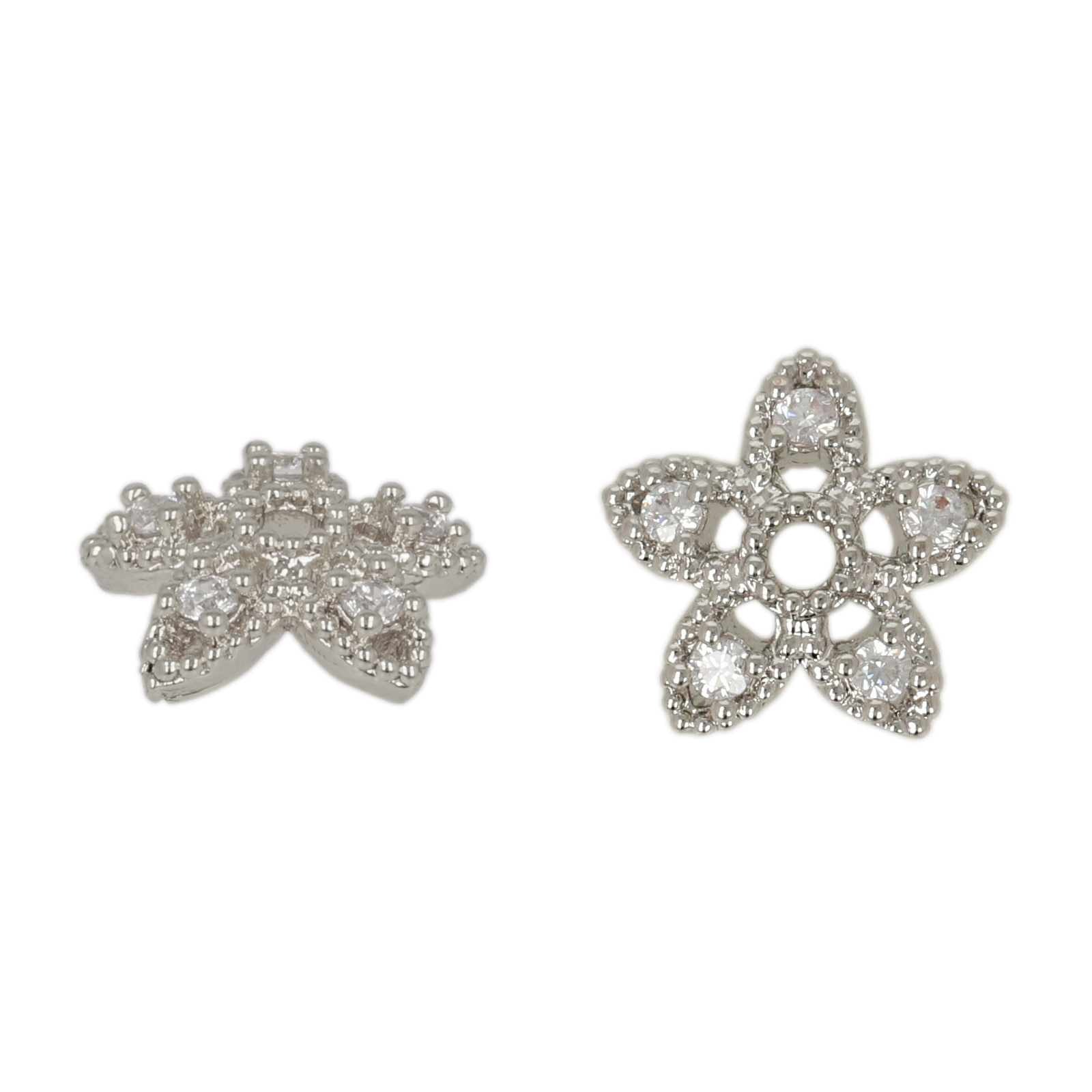 rhodium versilbert zirkonia perlenkappe 10mm | 2st