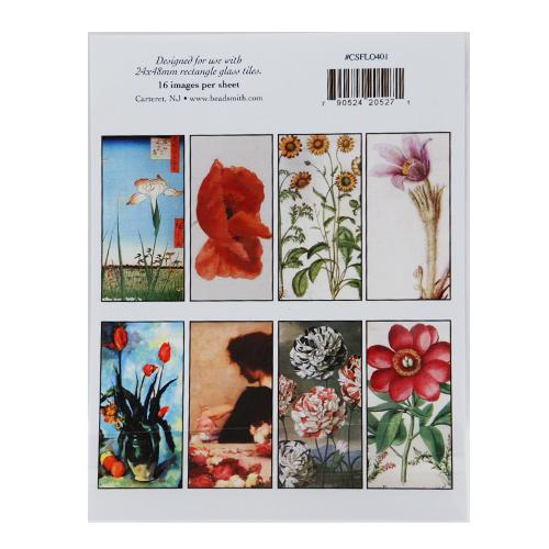 collage sheet - fine art floral theme rectangle 48x24mm | 1pc