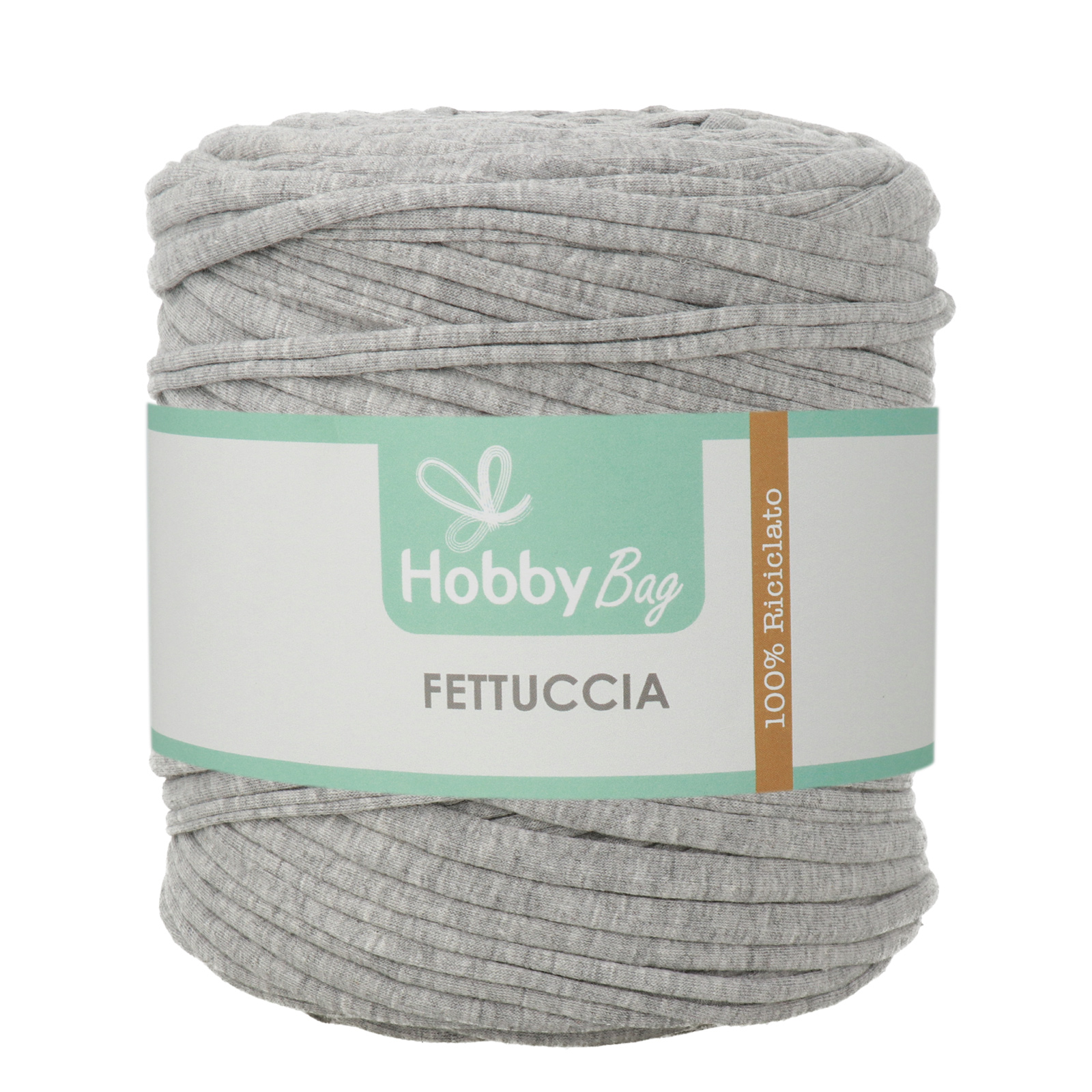 hobbybag t-shirt yarn fettuccia regular - melange medium grey - 700-900gr aprox (110-130mt) | 1pc