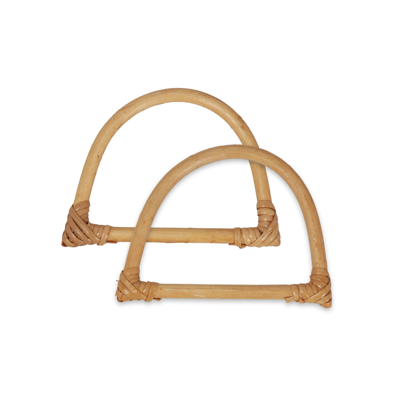 rattan wood d shape bag handle 14x10x1cm | 2pc