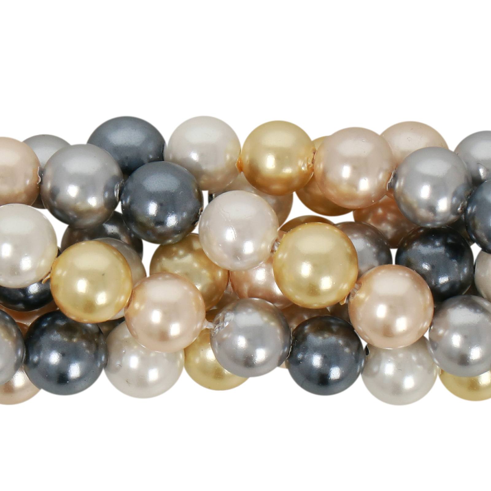 shell pearl beads mix color city natural effect round 6mm | 16-inch strand
