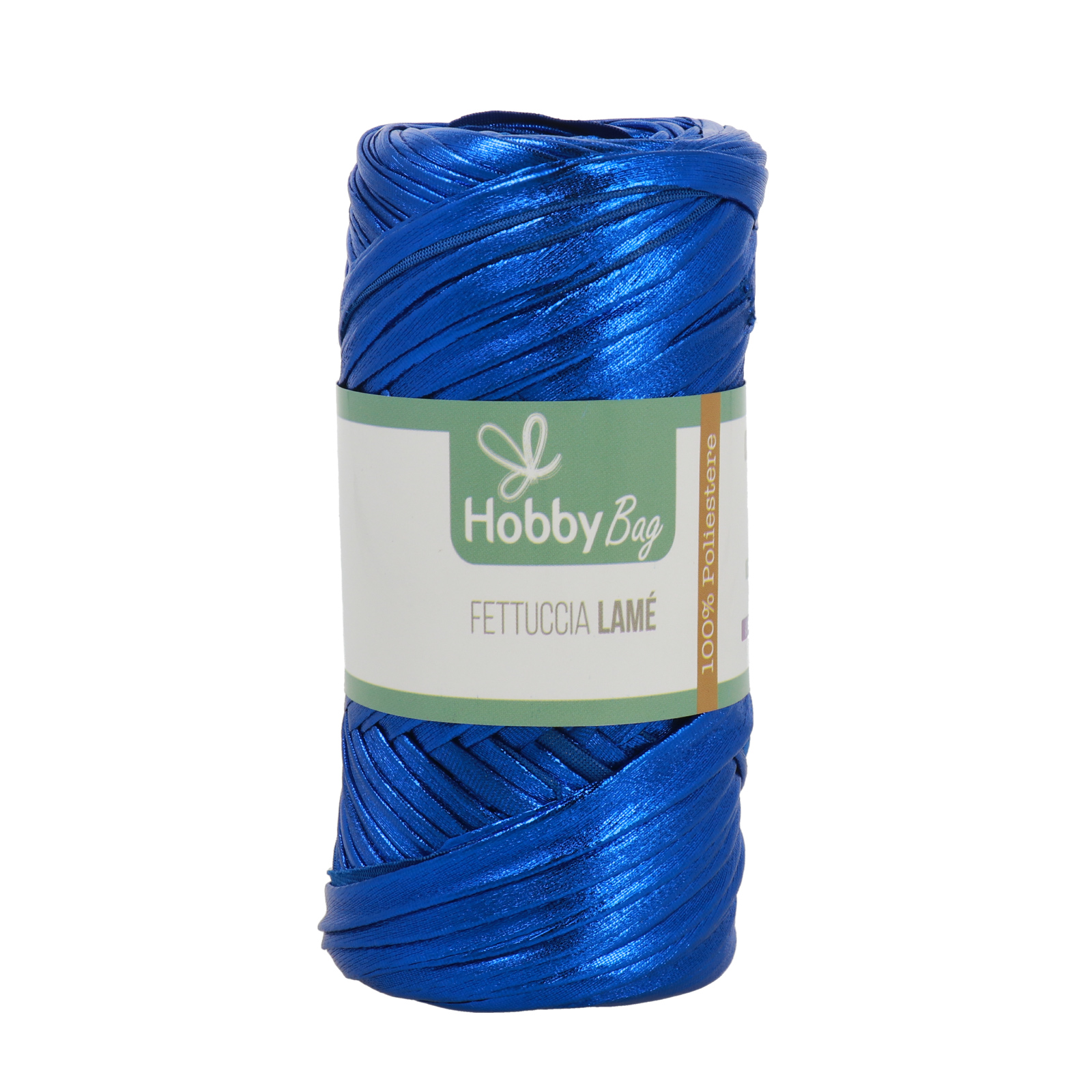 hobbybag t-shirt yarn fettuccia lamè - blue - 120-130gr (50mt) | 1pc