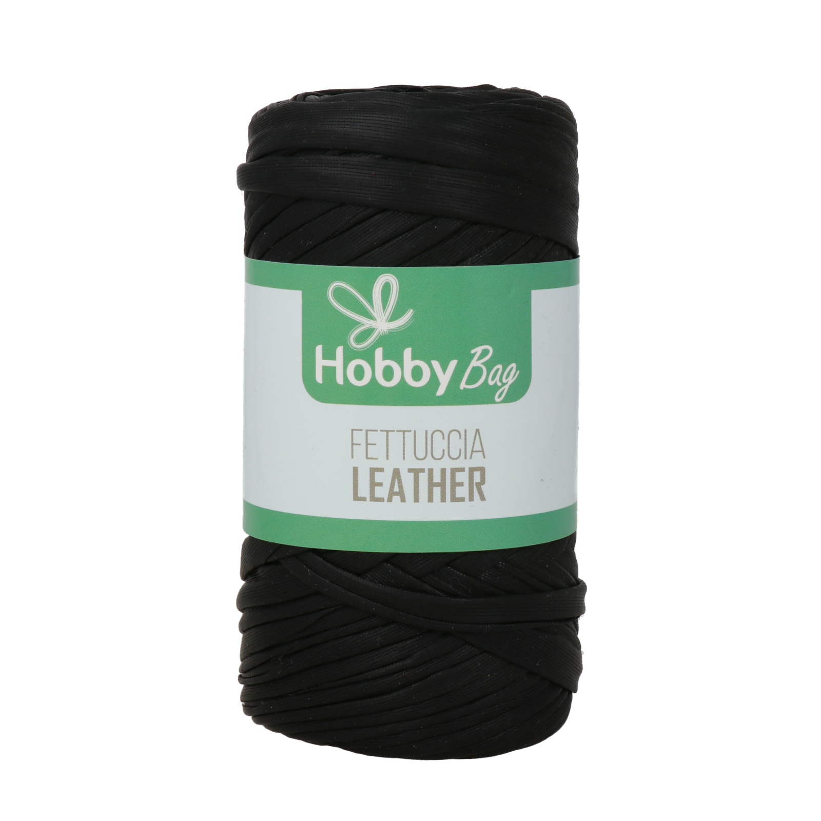 hobbybag fettuccia leather - black - 120-130gr (50mt) | 1pc